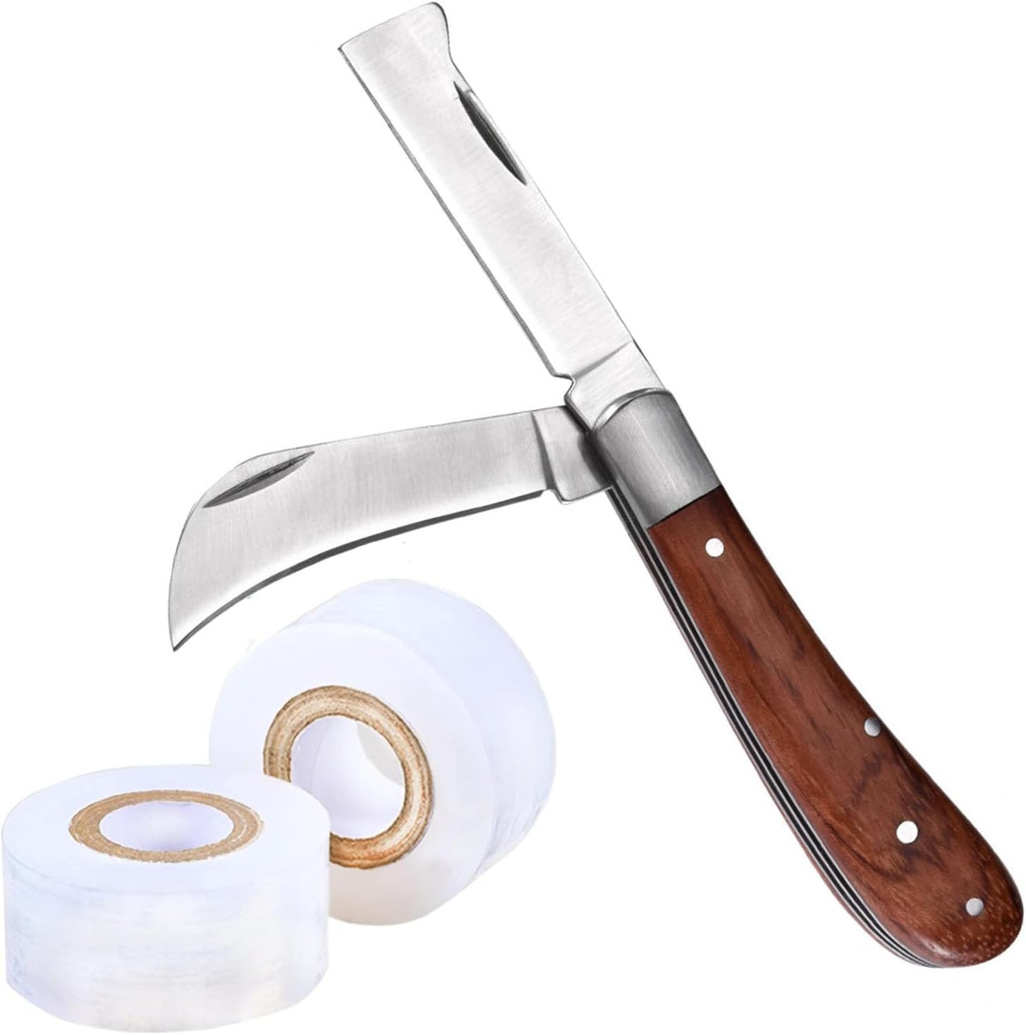 Double-Blades Grafting/Gardening Knife, with 2 Plants Repair Tapes for Floral Fruit Tree,Flexible Grafting Kit
