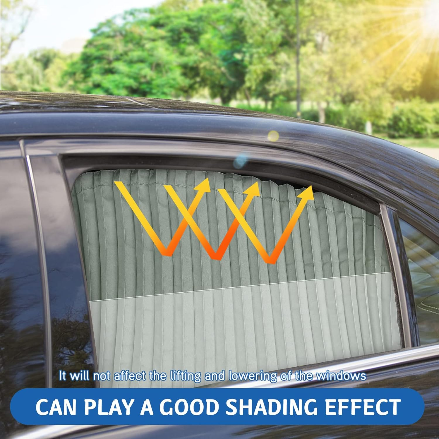 ZATOOTO Car Side Window Sun Shade - 2 Pcs Grey Magnetic Privacy Sunshades - Curtain Keeps Cooler Screen for Baby Sleeping - Black image number 3