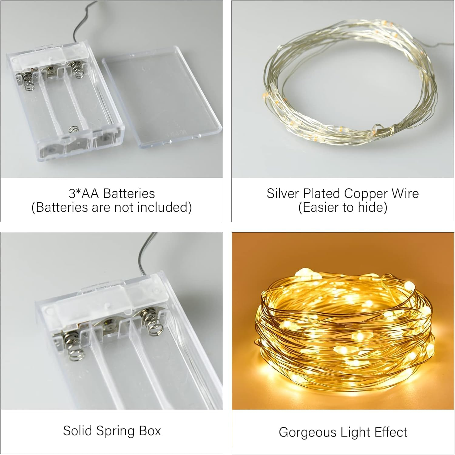 Fairy String Lights, 33Ft 100 LED Battery Operated Fairy Lights Copper Wire Twinkle Lights Mason Jar Lights, Waterproof Starry Firefly Lights for Party Wedding Christmas Decor - Battery Operated String Light image number 4