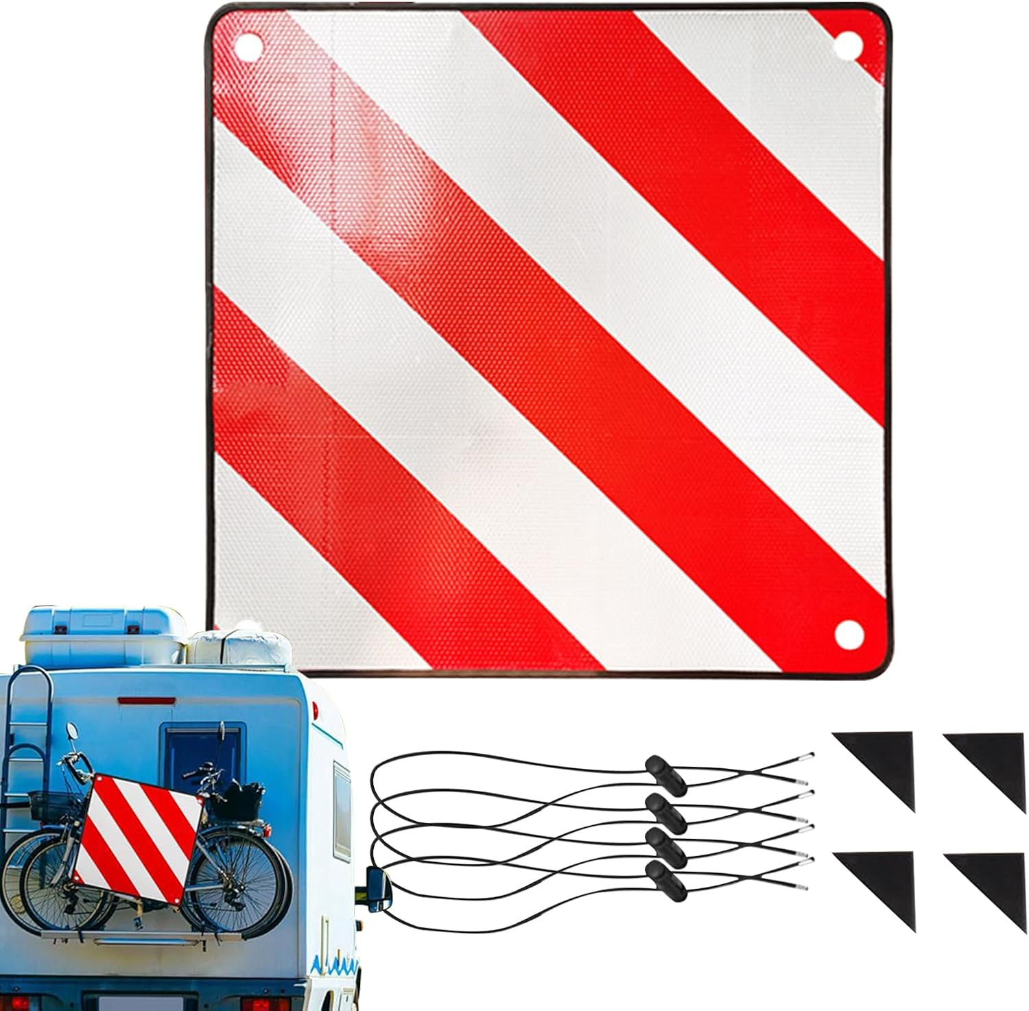 Safety Signs - Car Roadside Warning Board | Red White Reflective Square Alarm for Road Trip Automotive Auto Bike Carrier Security Truck Vehicle Car image number 6