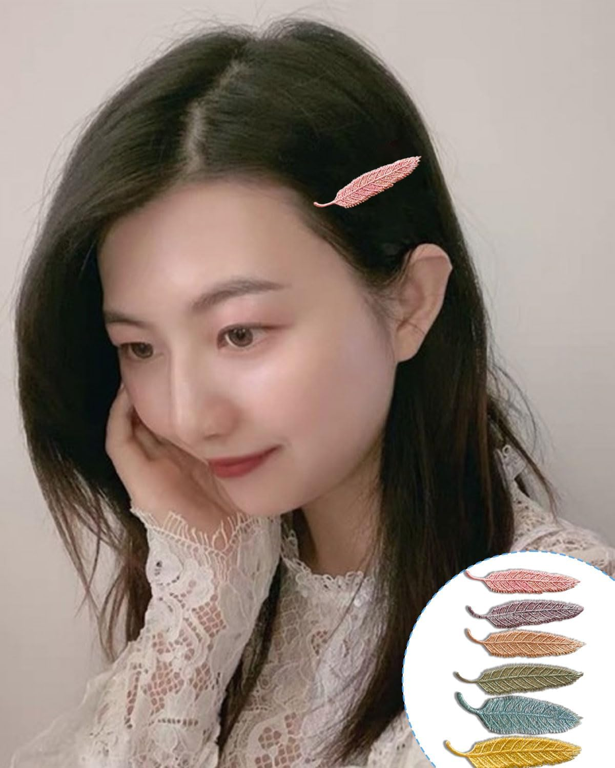 KGDUYC 6Pcs Leaf Bookmarks, Card Bookmarks, Handmade Satin Bookmarks, Crochet Flower Bookmarks, Personalised Handmade Gift for Book Lovers, Teachers image number 5