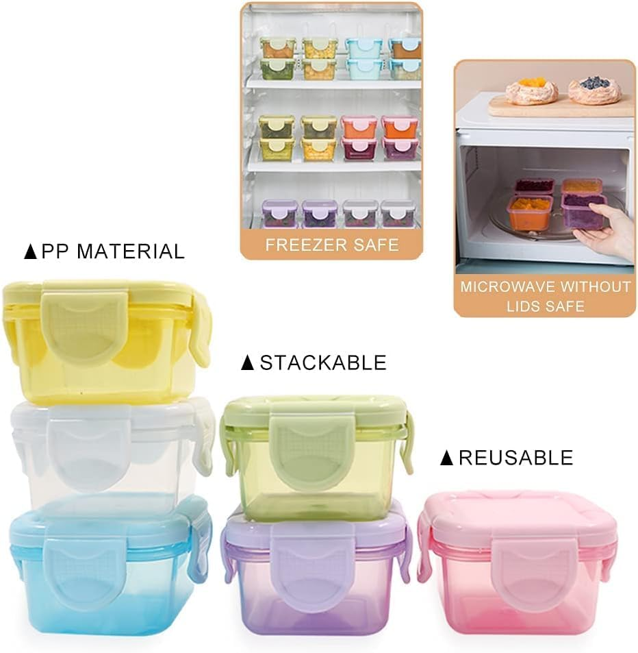 Plastic Salad Dressing Containers, 6Pcs Mini Food Storage Containers,Small Food Storage Container Withleakproof Lids,Condiment Sauce Container Small Freezer Storage Containers,Salad Dressing Container