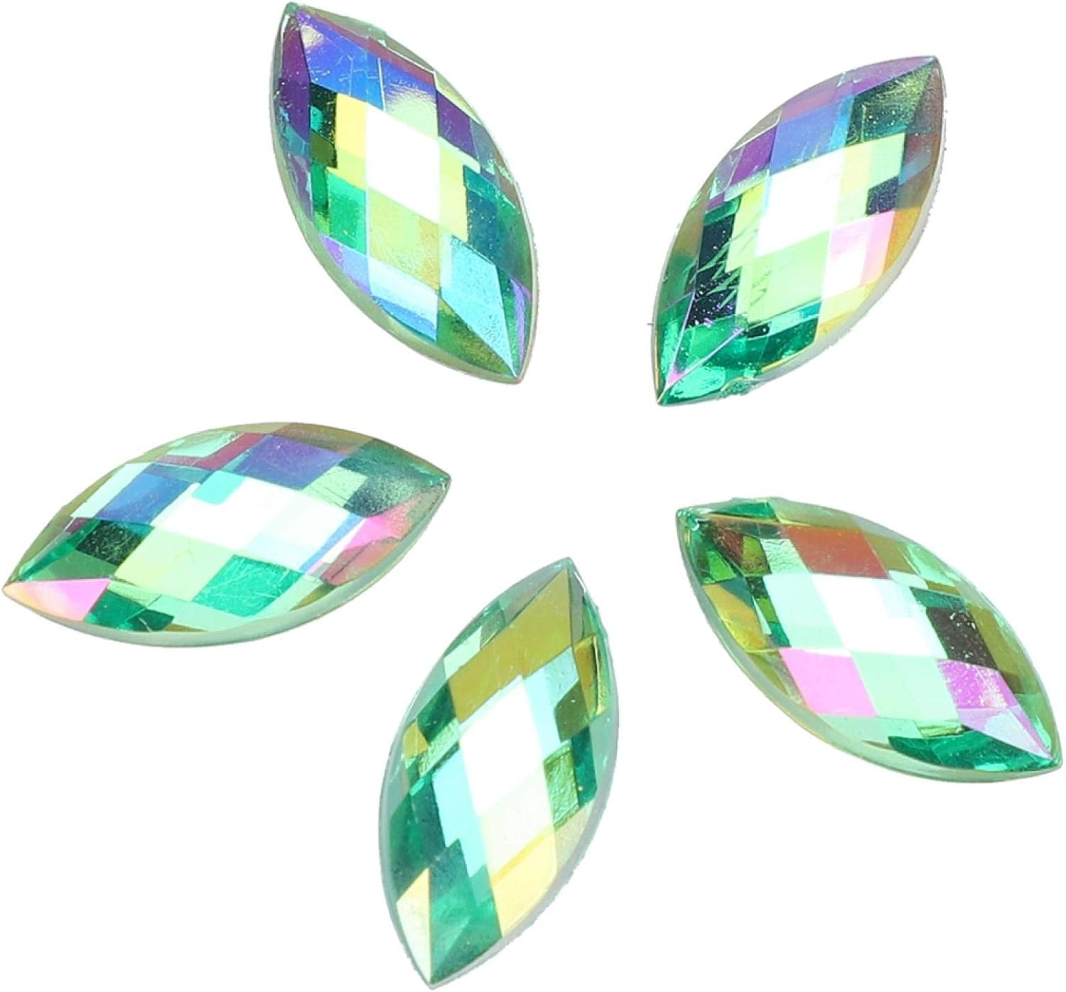 Pack of 500 Shiny AB Rhinestones Flat Back Horse Eye Crystal Rhinestone Light Green Gemstones Decorations for DIY Accessories 7 X 15 Mm image number 6