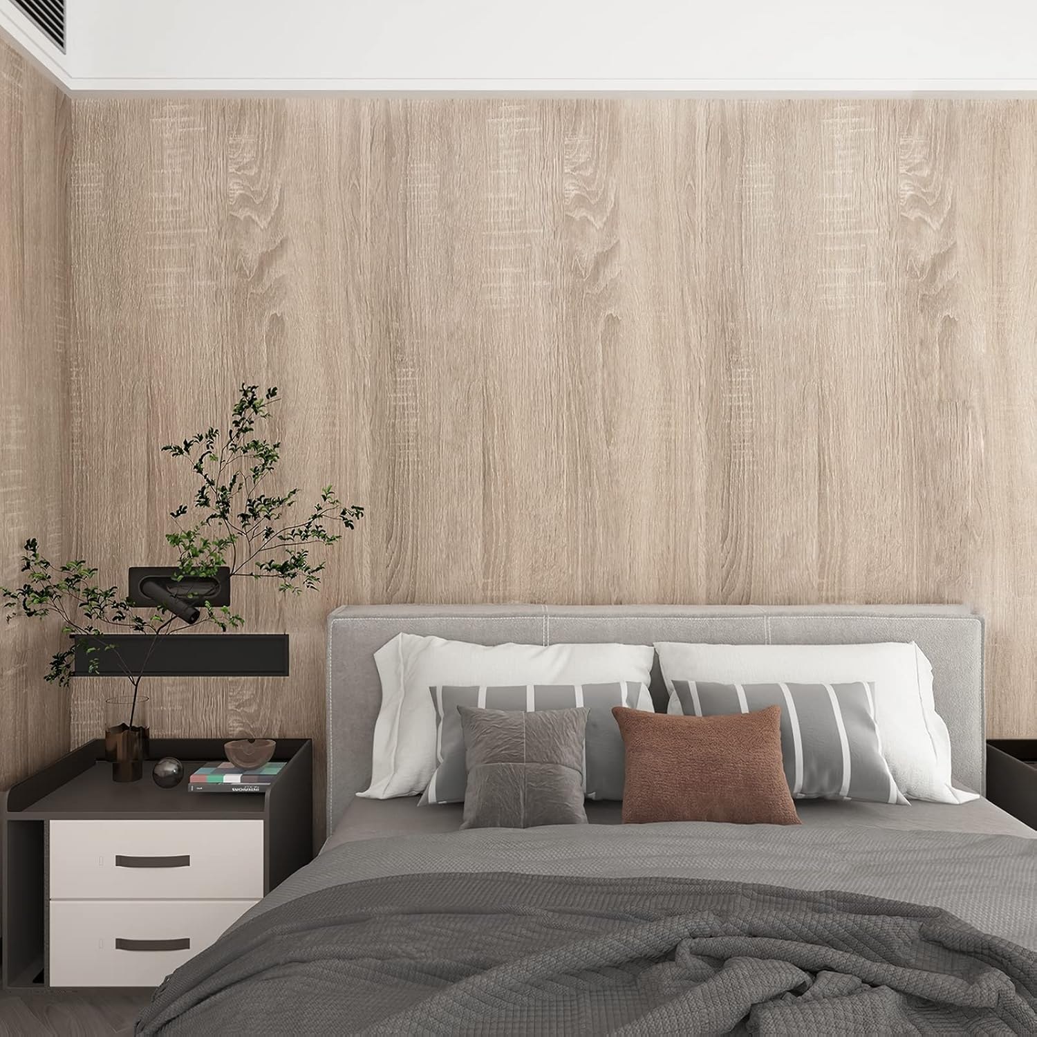 Boobest 15.7"X 354" Gray Wood Wallpaper Textured Peel and Stick Wallpaper Wood Grain Contact Paper Waterproof Removable Faux Wood Wall Paper Decor for Furniture Cabinets Crafts Bedroom Living Room image number 6