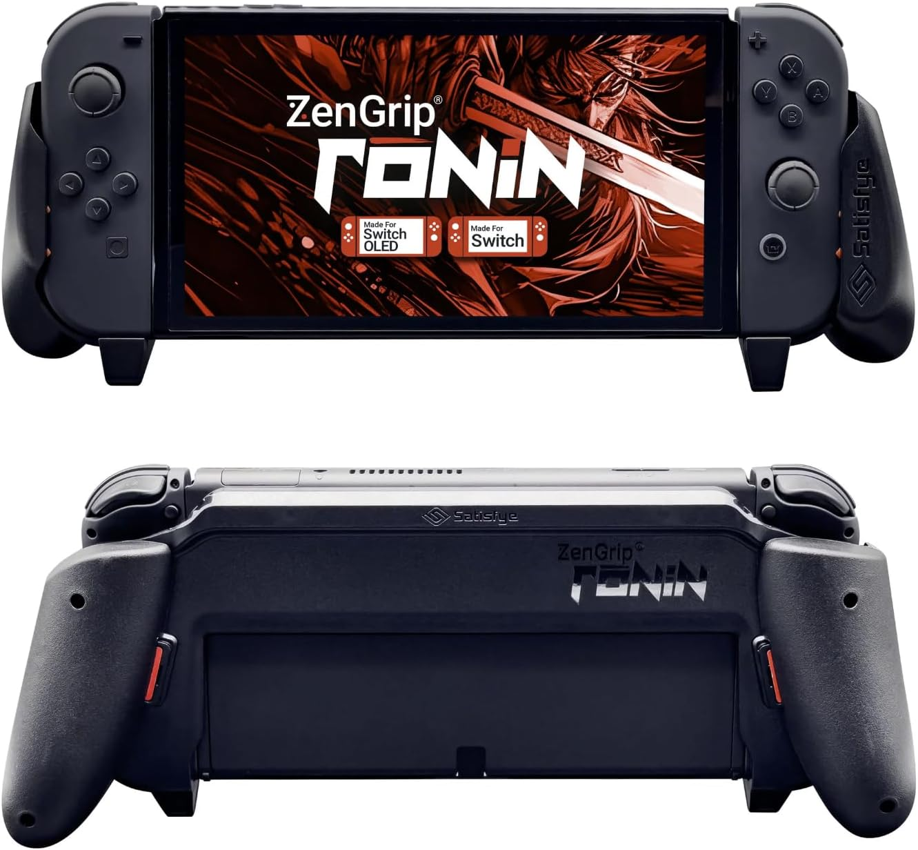 Satisfye - Zengrip Ronin Slim Bundle, Accessories Compatible with Nintendo Switch & OLED - the Bundle Includes: Black Ronin Zengrip and Grey Zencase Slim (BLACK) image number 2