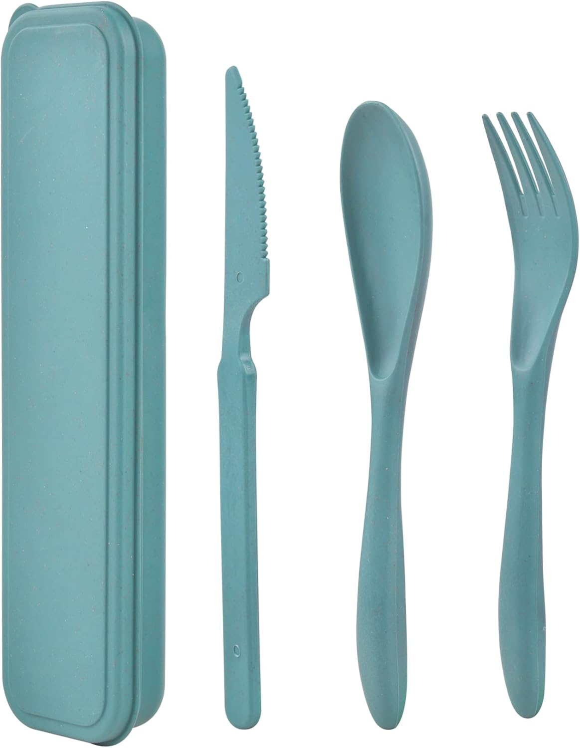 Travel Utensils with Case, Reusable Plastic Cutlery, Travel Cutlery Set, Flatware Set for Travel Work School Picnic Camping or Daily Use (Blue, Green) - 4 Colors image number 2