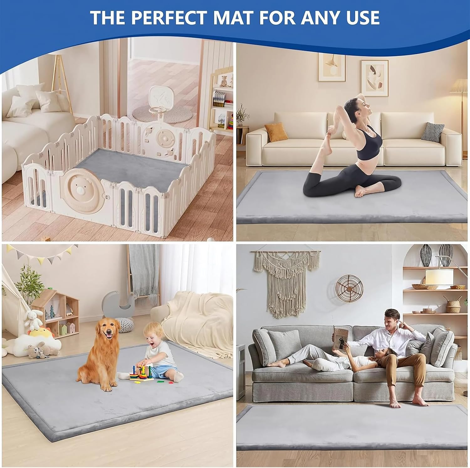 Kids Baby Play Mat, 3Cm Thick Tatami Muscle Mat, Extra Thick Foam Mat for Kids in Tatami Mat Ideal for Crawling, Tummy Time Childrens Playroom Decor, 200 * 200Cm image number 6