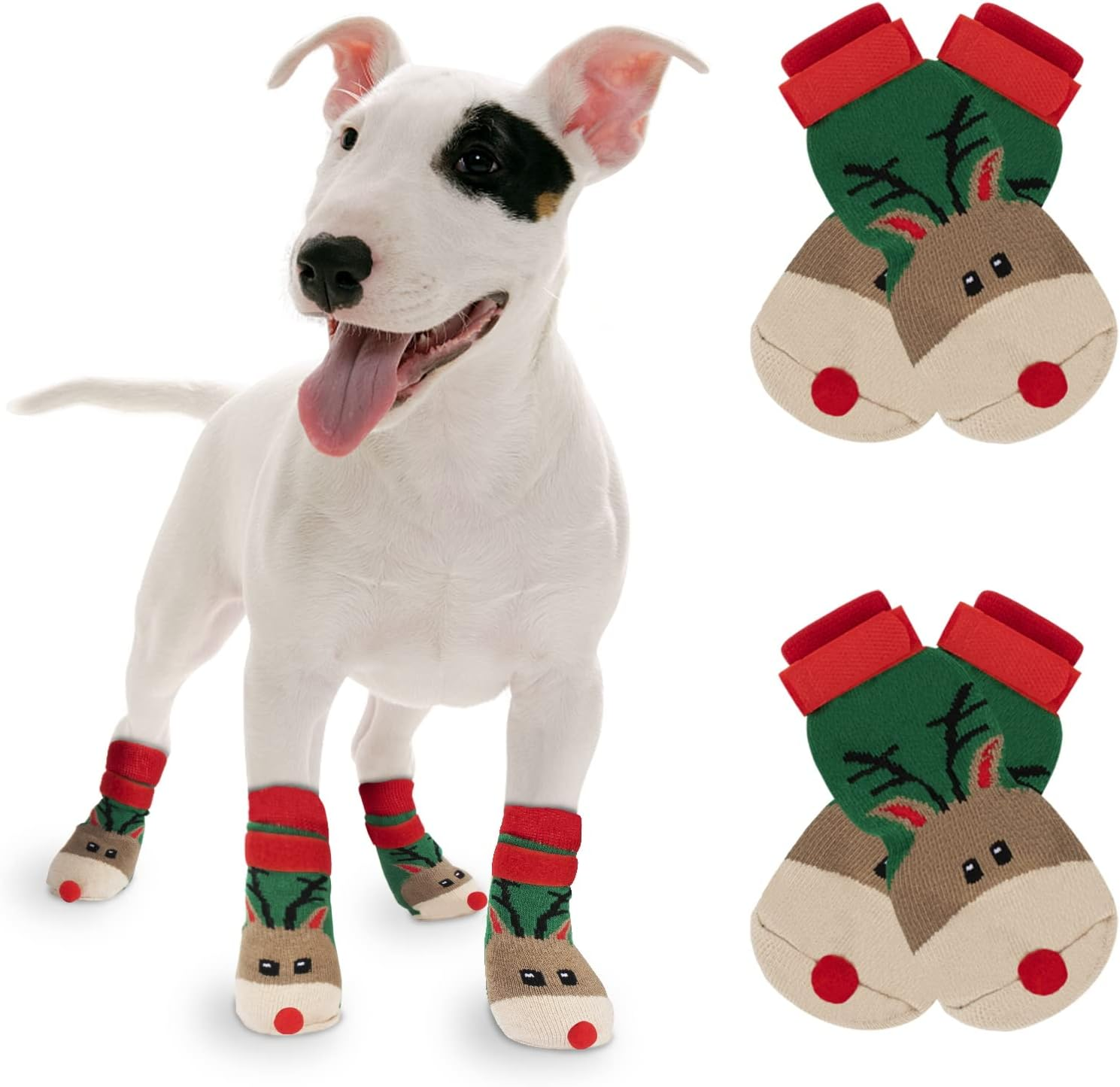 Rypet Christmas Dog Socks 2 Pairs - Non Slip Dog Grip Socks with with Adjustable Straps Traction Control for Hardwood Floor, Pet Paw Protector for Small Medium Large Dogs Large image number 4