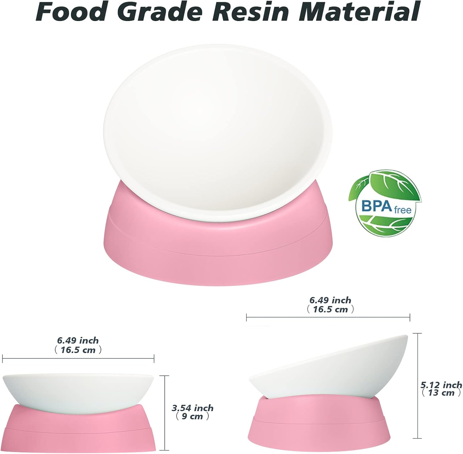 Hi, Ravitat Cat Bowls Elevated Cat Food Bowl Adjustable Cat Dish Anti-Slip and Anti-Noise Raised Cat Bowl Protecting Pet&rsquo;S Spine Thickened Plastic Bowl Suitable for Indoor Cats, 17 Oz - Light Blue  Pink  Black  Grey image number 6