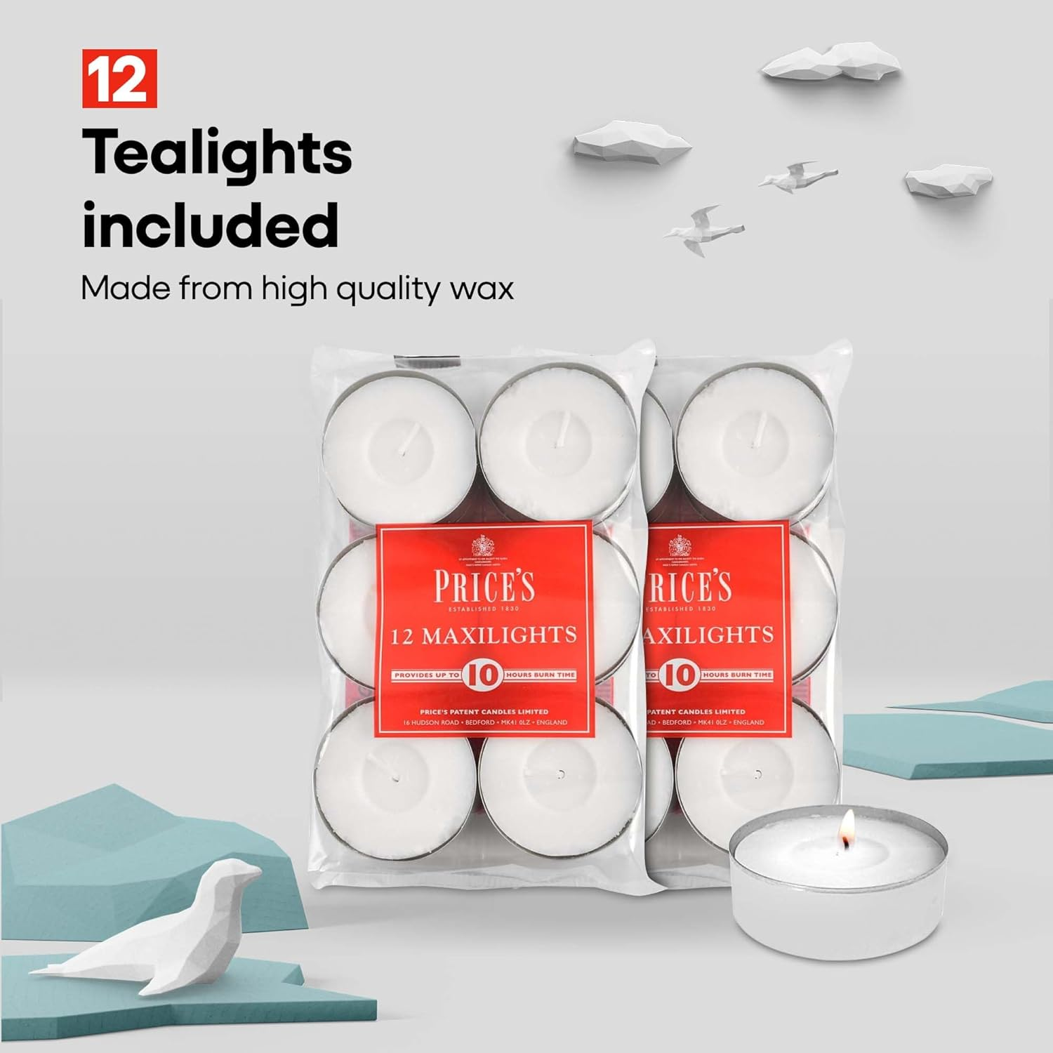Price'S - Maxi Tealights - Pack of 12 - Unscented - 10 Hour Burn Time - Quality White Wax image number 6
