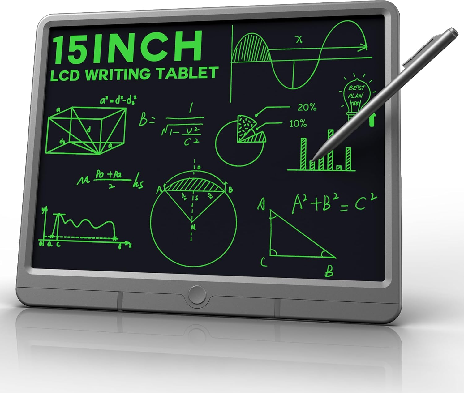 Wicue LCD Writing Tablet for Kids Drawing Board, Colorful Drawing Pads 15In Electronic Drawing Tablet, Educational Toys for 3 4 5 6 7 8 Years Old Kids Toddler (Gray) image number 1