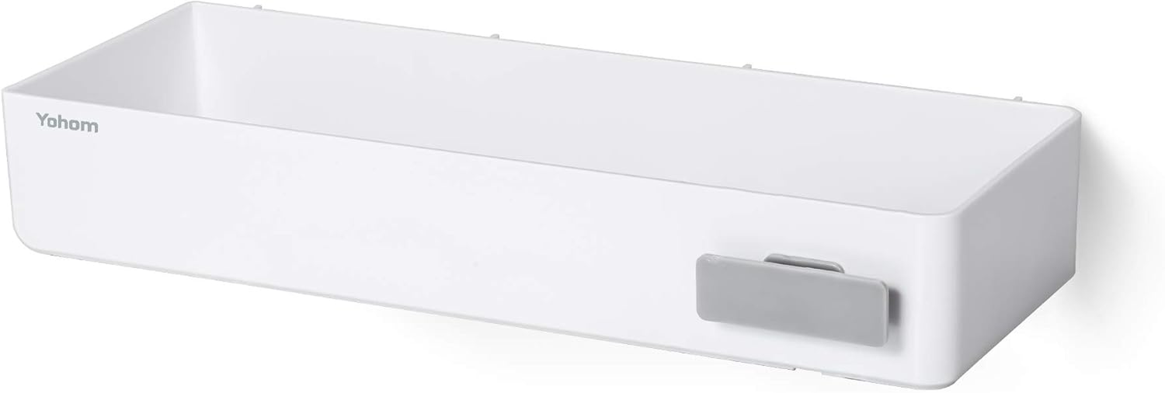 YOHOM Bathroom Shelf Adhesive Shower Caddy for Tile Wall Stick on Shower Shelf No Drilling White Shampoo Holder Organizer Plastic