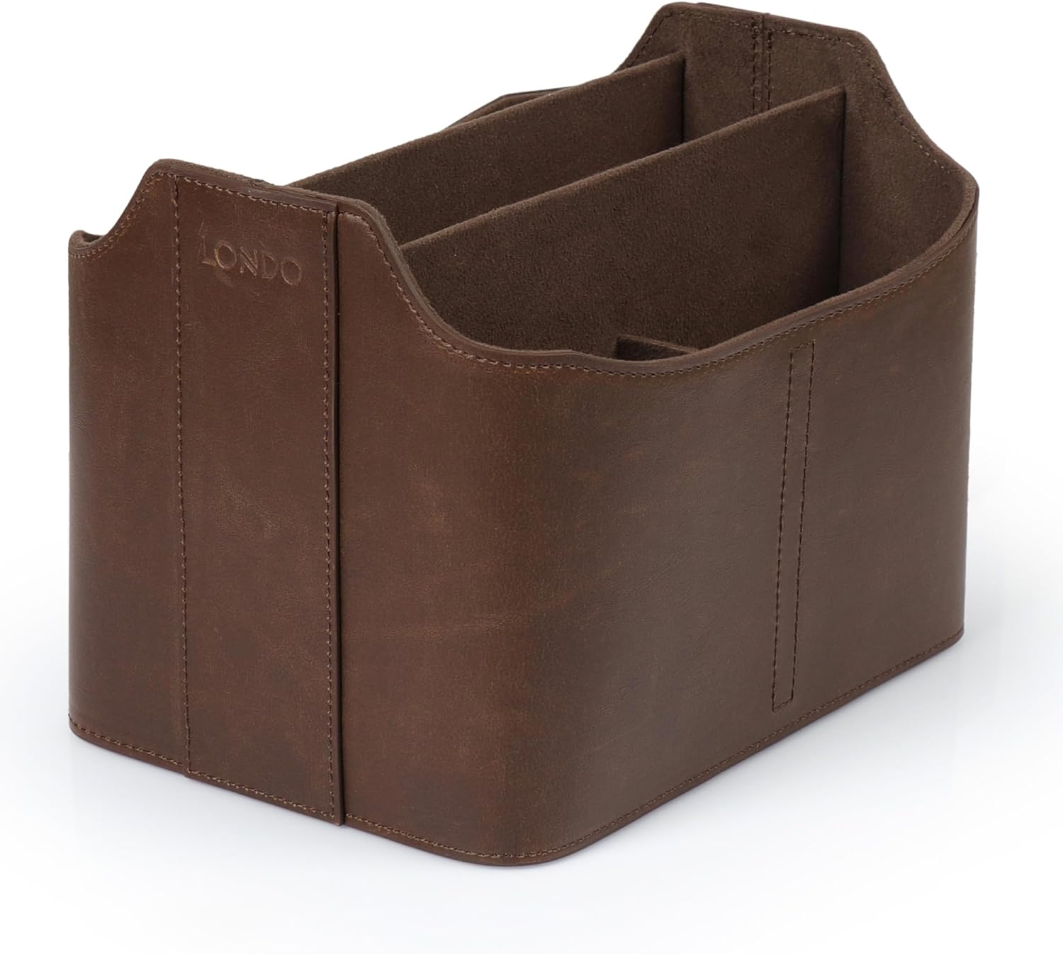 Londo Leather Remote Control Organizer and Caddy with Tablet Slot