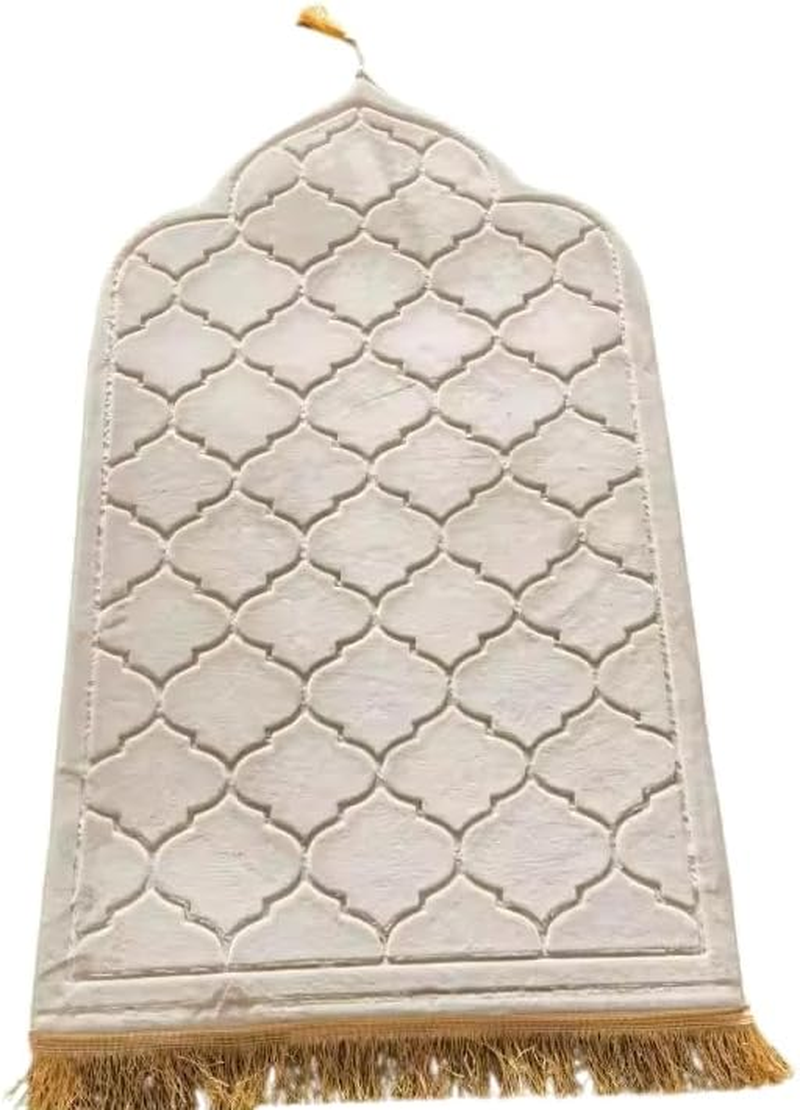 Goodword - Prayer Mat for Mussallah, Prayer Room Zaawiya, Sajadah, Namaz, Nimaz, Portable Prayer Rug Floor Rug, Ramadan or Eid Gifts, 65Cm X110Cm (White)