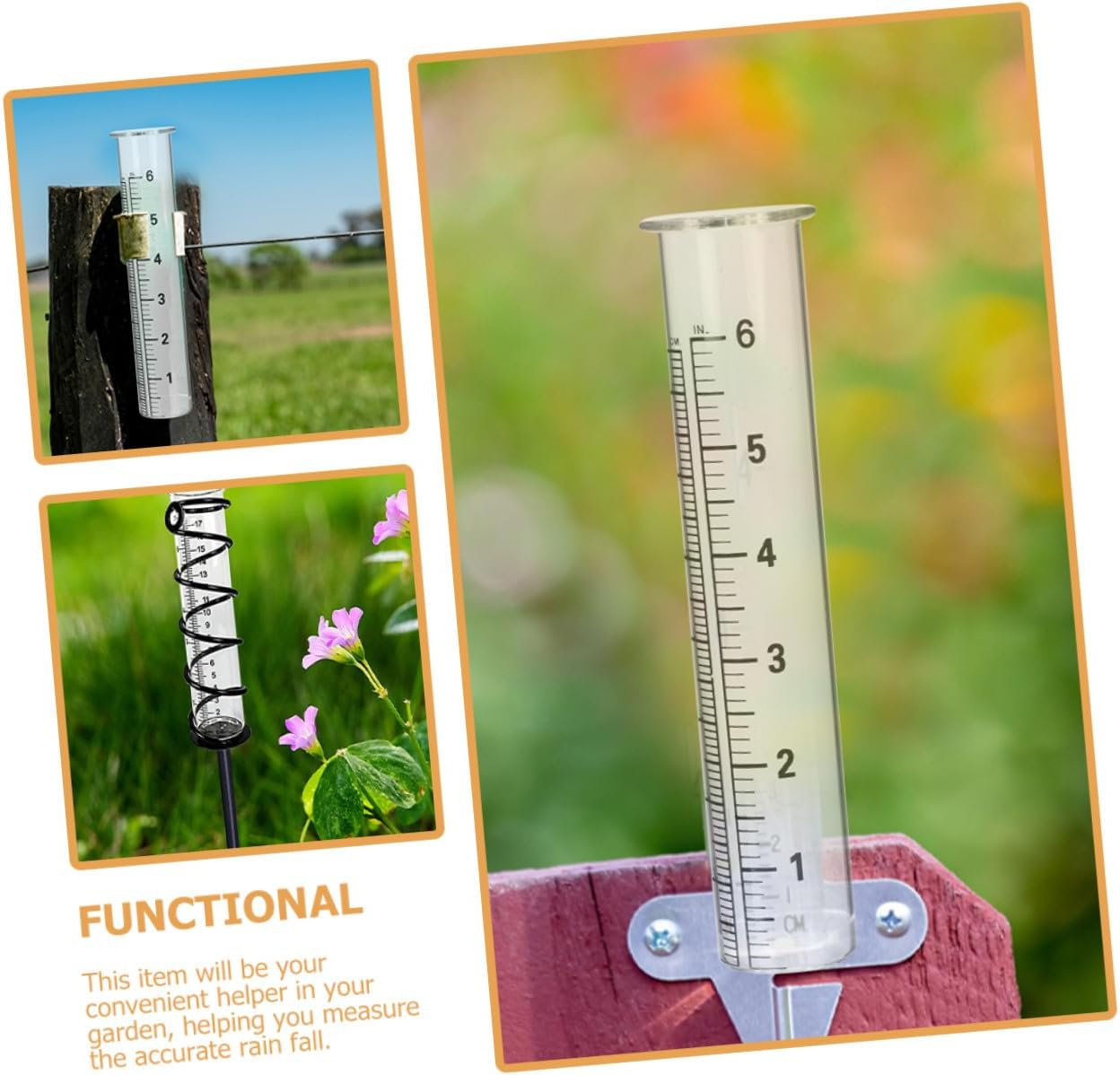 UPKOCH 4Pcs Glass Rain Gauge Tubes with Clear Scale Outdoor Rainfall Measuring Cylinders for Garden Patio Lawn Accurate Water Measurement image number 2