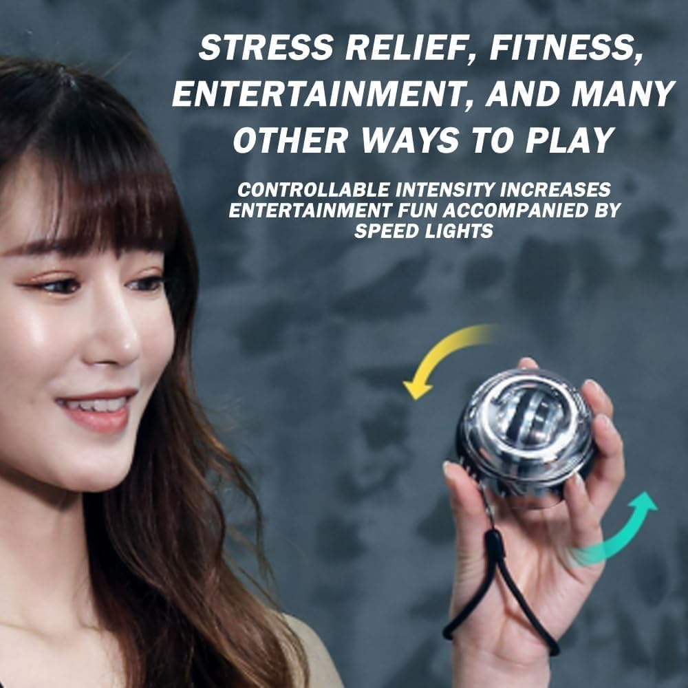 Cura Ball, Curaball Hand Exerciser, Hand Balls Gripping for Women Men, Adjustable Resistance Torque Balls, Gyroscopic Grip Strengthener, Auto-Start Gyroscopic Wrist Exercise Ball