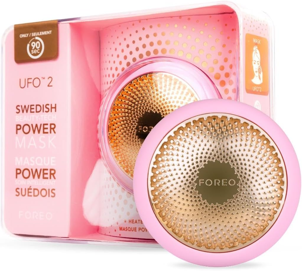 FOREO UFO 2 Supercharged Face Mask - Warming - Face Moisturizer - Dark Spot & Acne Scar Treatment for Face - anti Aging &ndash; Nourishing - Pearl Pink