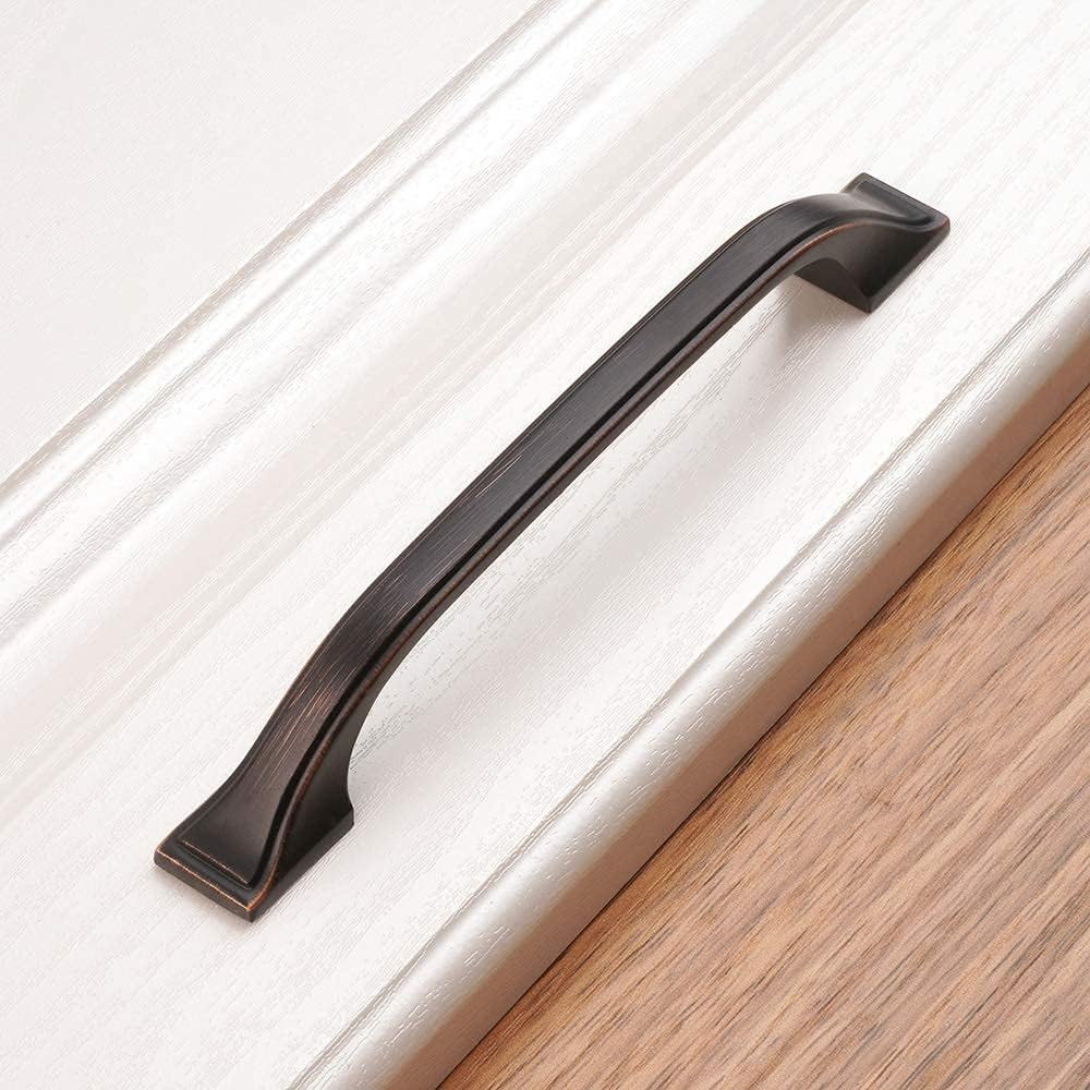 KOOFIZO Square Foot Craftsman Cabinet Bow Pull - Oil Rubbed Bronze Furniture Handle, 5 Inch/128Mm Screw Spacing, 10-Pack for Kitchen Cupboard Door, Bedroom Dresser Drawer, Bathroom Wardrobe Hardware image number 6