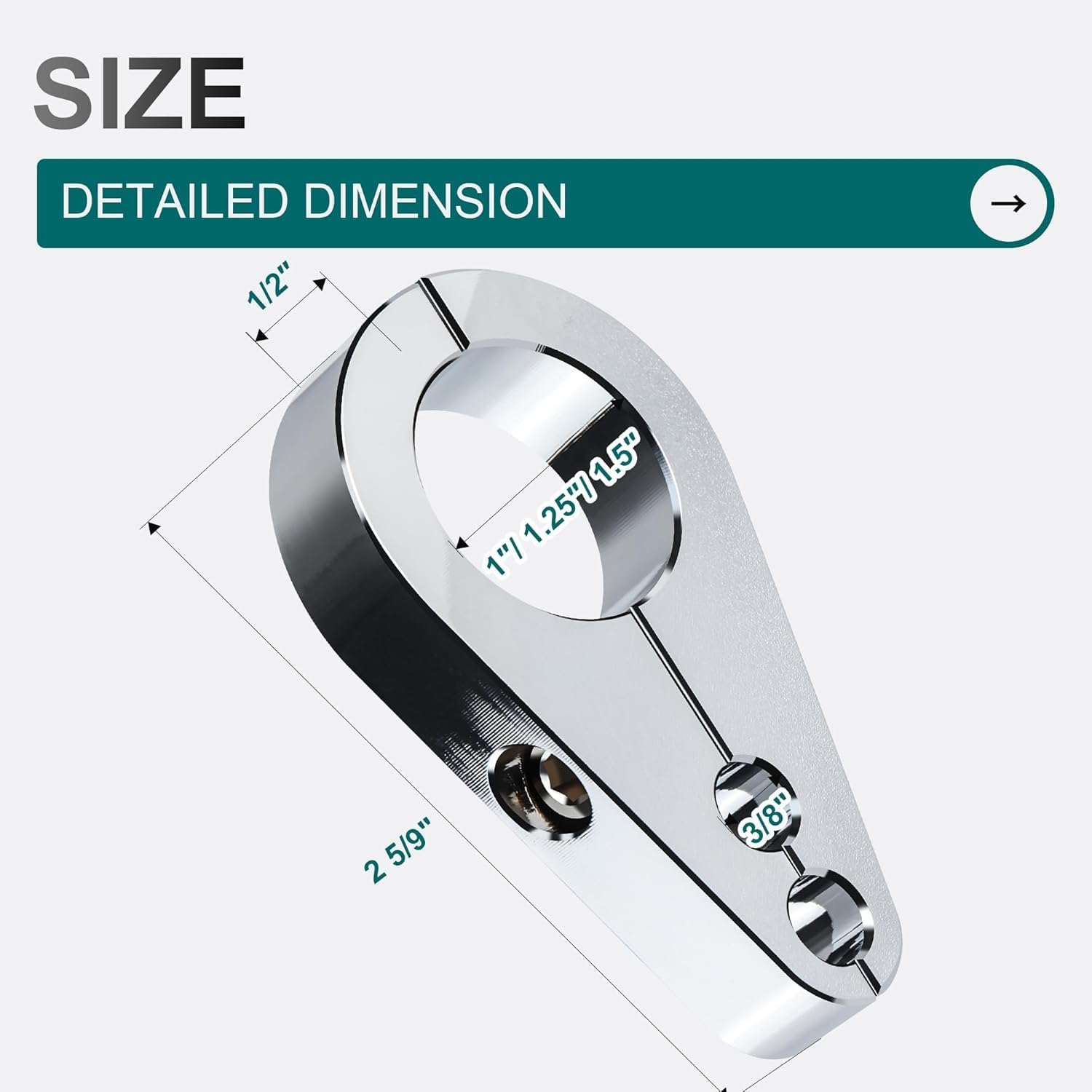 Mokitdora 1.5" Motorcycle Handlebar Clips or Frame Dual Hole Throttle Clutch Cable Brake Line Mount Clamp Universal for Harley 2 Pieces, Chrome image number 4