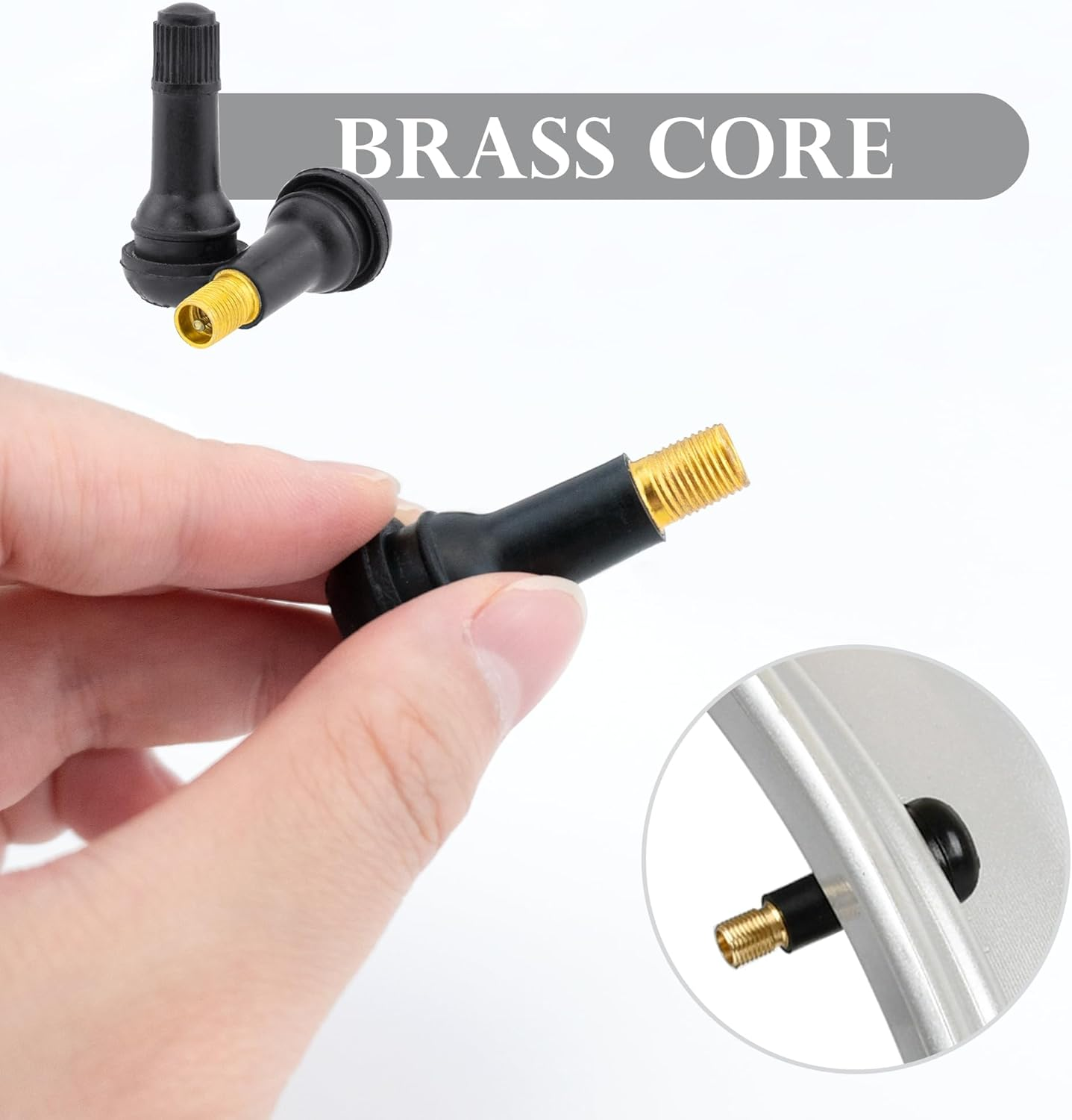 10 PCS TR413 Rubber Snap-In Tire Valve Stems Sturdy Replacement Tyre Valves Stems for 0.453" Tubeless Rim Holes on Cars, Go-Karts, Trucks, Lawn Mowers, Trailers image number 5