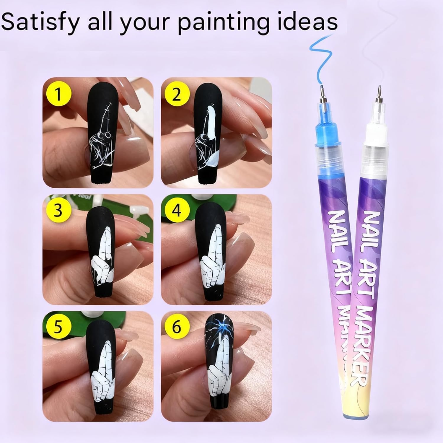 Graceifully 12-Color Nail Pen Set, Entiretotal 12 Colors Nail Art Pens Set, Nail Art Markers Fine Tip, Quick Dry Nail Pens, Acrylic Paint Markers Fine Tip for Nail Art (1Set) image number 2