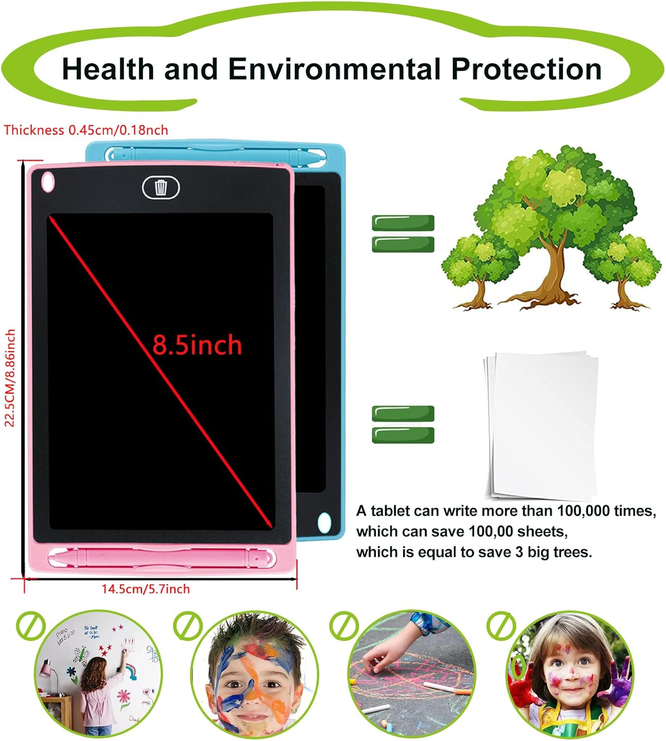 2 Pack LCD Writing Tablet for Girls Boys Toys, 8.5Inch Colorful Drawing Tablet Doodle Board for 3 4 5 6 7 8 Years Old Kids, Educational Learning Gifts, Blue+Pink