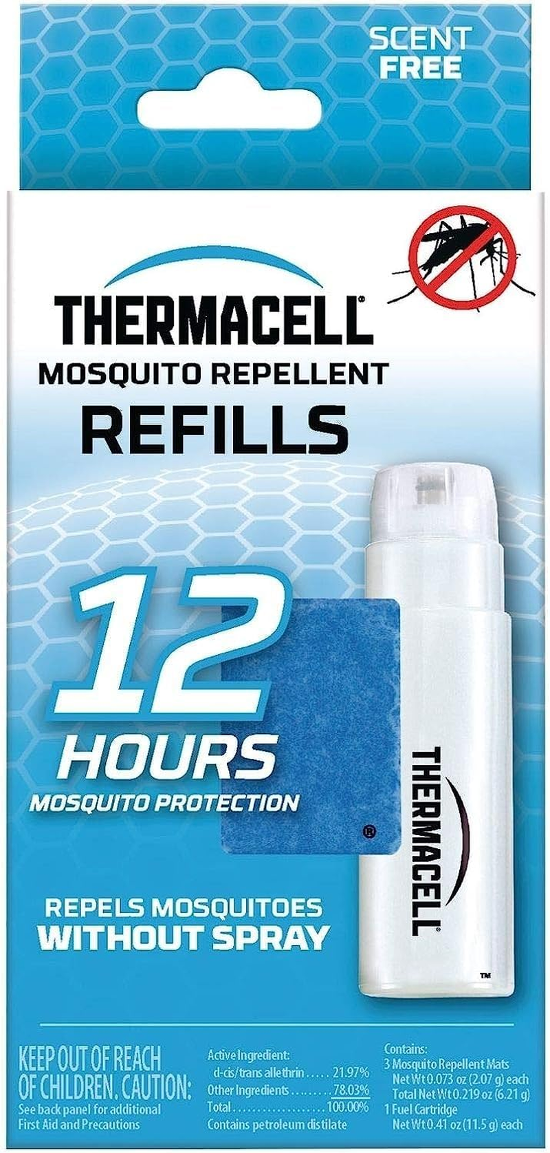 Thermacell Mosquito Repeller Refill Pack, 12-Hour Protection, 21M&sup2; Area of Coverage, Scent-Free, Compatible with All Devices, Pack of 3 Mats + 1 Fuel Cartridge image number 4