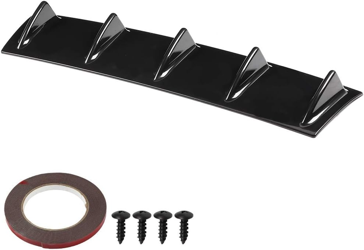 Akozon Universal Rear Bumper Lip Diffuser Car Rear Bumper Chassis Black Spoiler Shark Fin Spoiler Wing Lip Diffuser(M) image number 2