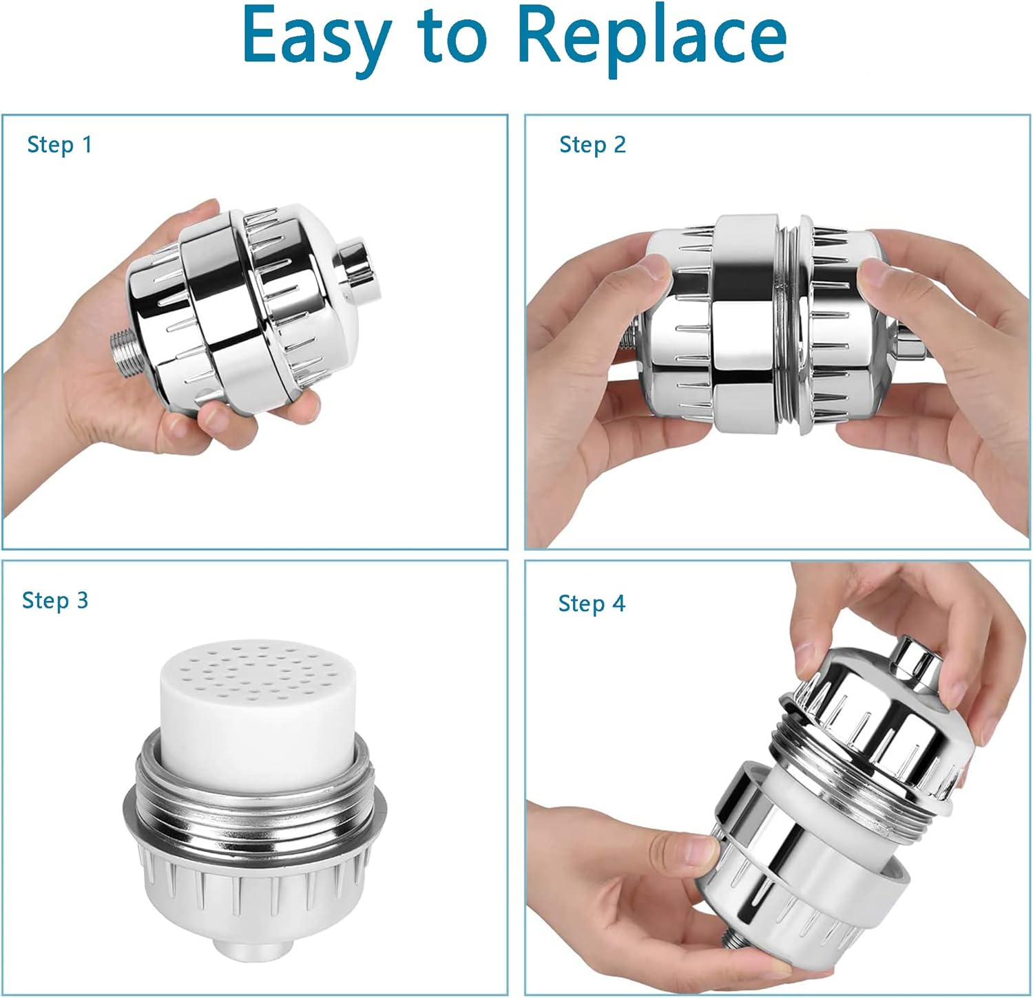 Dogfish 20 Stage Shower Filter,Filtered Shower Head for Hard Water, with 2 Replaceable Filter Cartridges, High Output Universal Shower Water Filter to Remove Chlorine Fluoride Heavy Metals image number 3