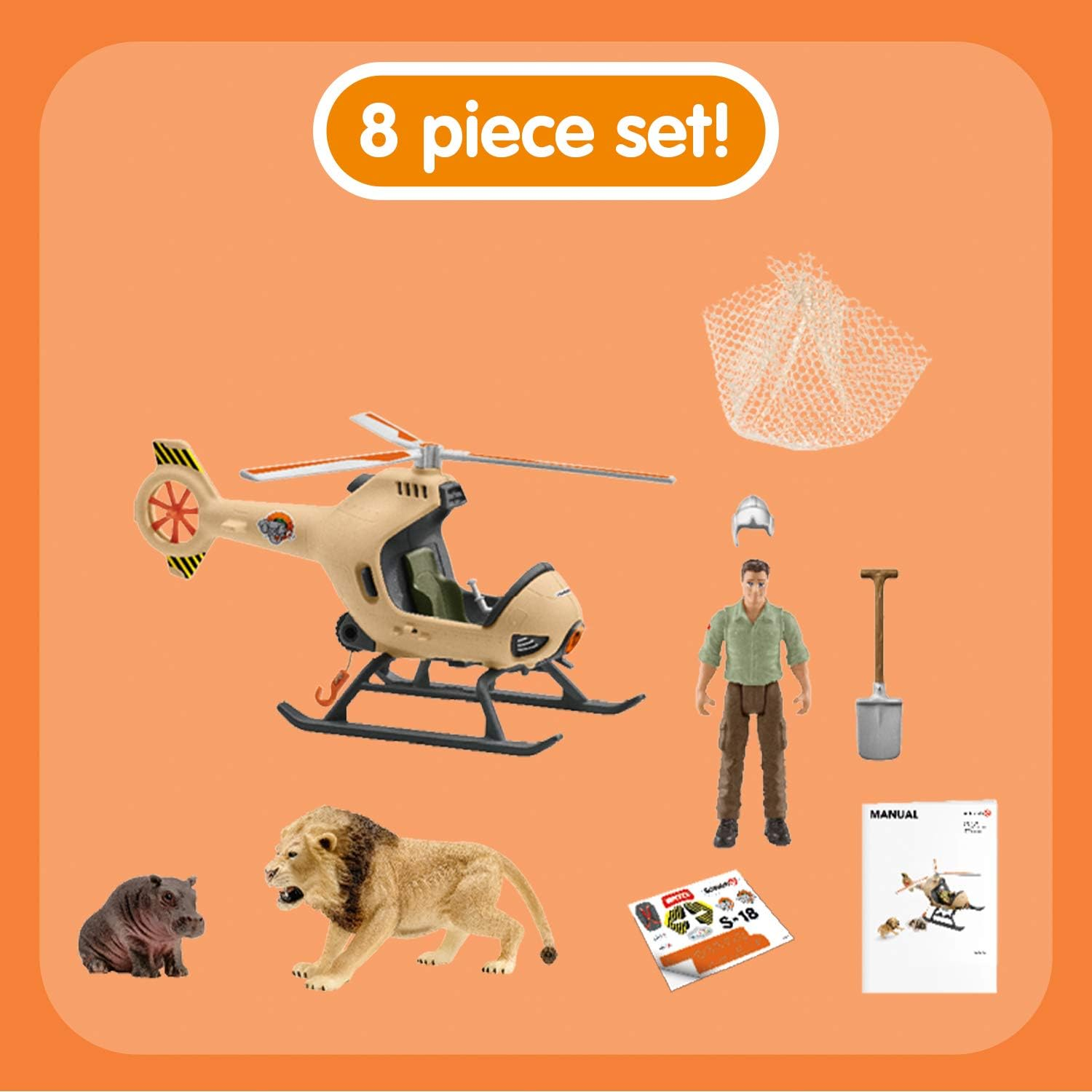 Schleich&reg; 42476 Helicopter Animal Rescue for Children from 3+ Years Wild Life Play Set