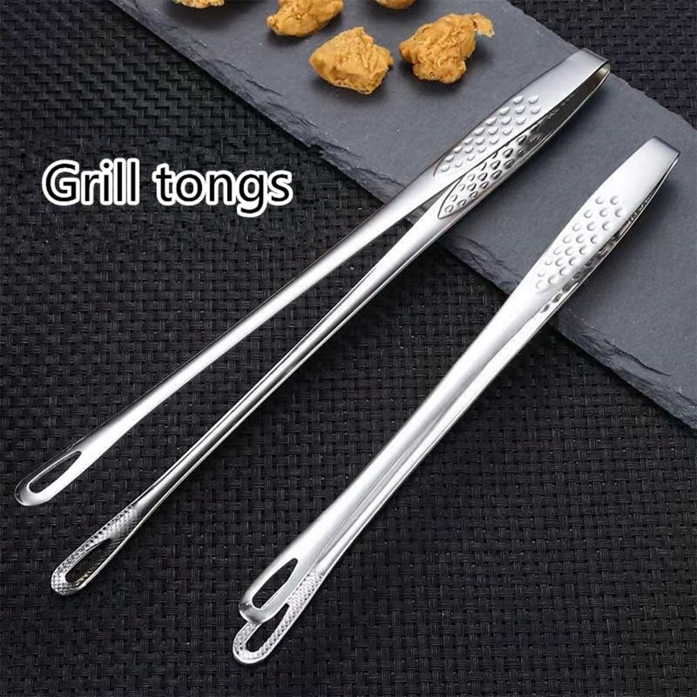 Stainless Steel Kitchen Tongs ，Stainless Steel Grill Tongs Kitchen Food Tongs Tweezers Cooking Clamp Tool for Salad Fish Steak Barbecue Buffet Meat（5 Pcs ） image number 3