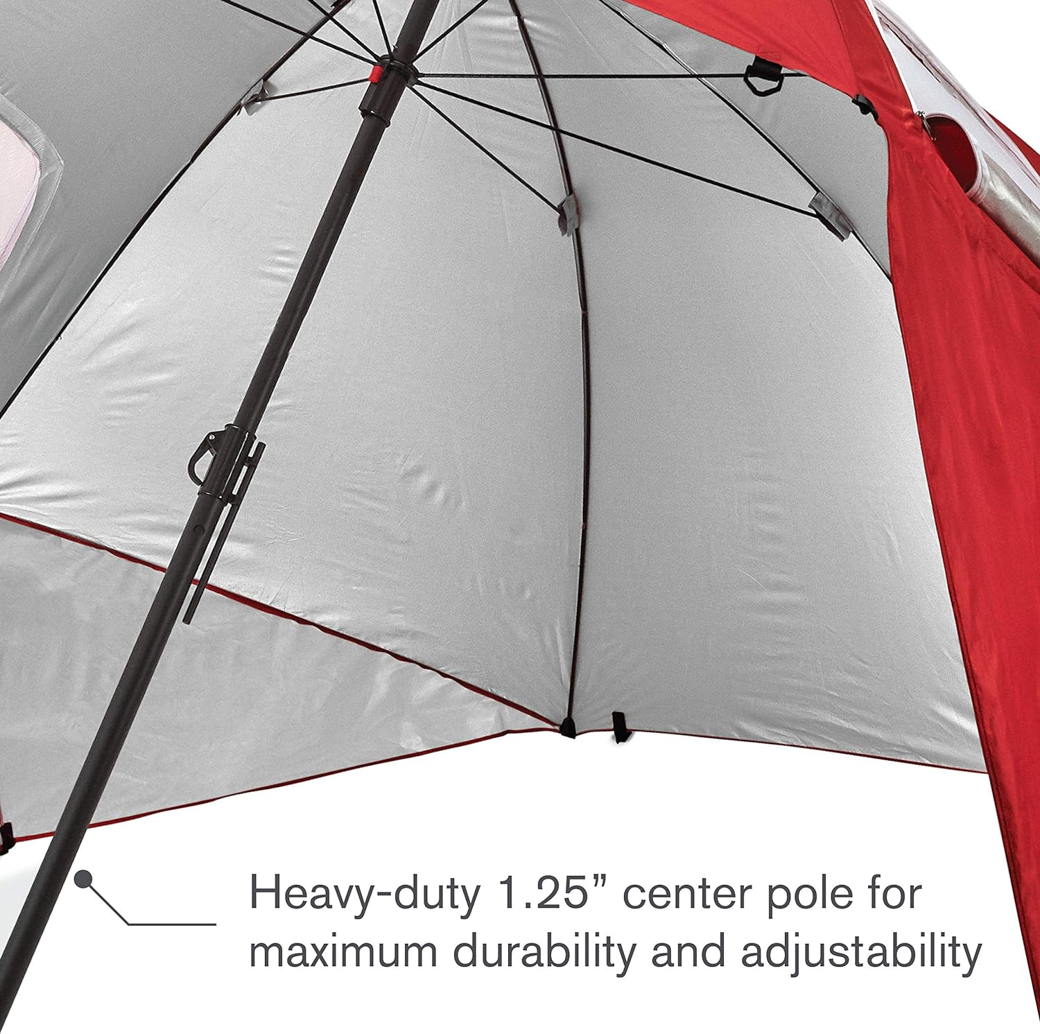Sport-Brella Premiere XL 9-Foot Umbrella - Heavy-Duty 1.25" Center Pole & Twist Handle Auger - UPF 50+ Sun Protection - Privacy Side Panels, Zippered Windows & 2 Interior Pockets - Carry Bag Included image number 2
