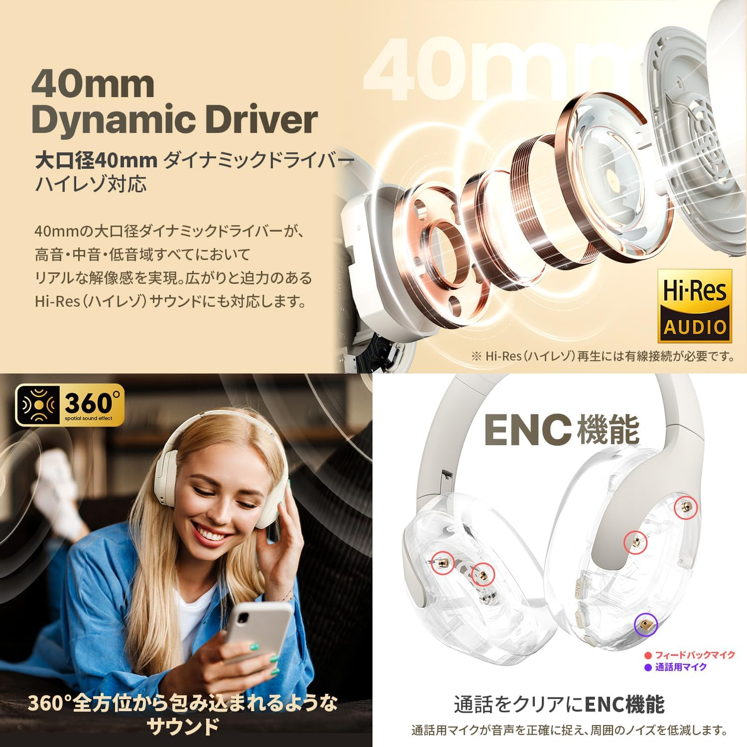 Haylou HL-S30WH Wireless Noise Cancelling Headphone, S30 (Maximum - 43 Db), Powerful Neukan, Bluetooth 5.4, High Resolution, 360 Spatial Audio, up to 80 Hours of Playback, Microphone Included, 2 - Black image number 5