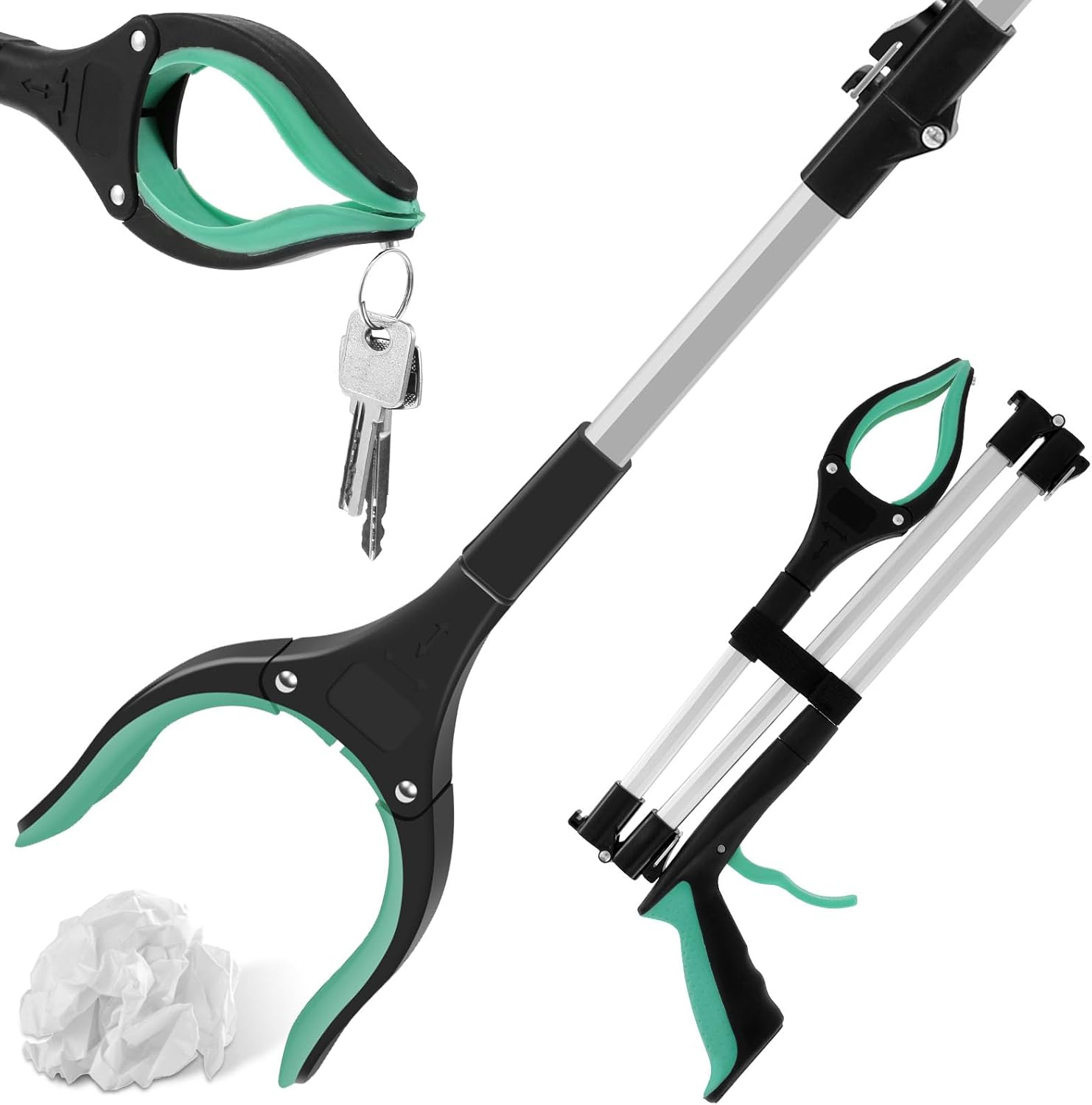 Litter Picker Grabber Stick Handy Helping Hand Grabber for Disabled Foldable Litter Grabber with Non-Slip Jaws Portable Grabber Pickup Tool Grabber Reaching Aid for Elderly Indoor Outdoor 43In Pouywh image number 6