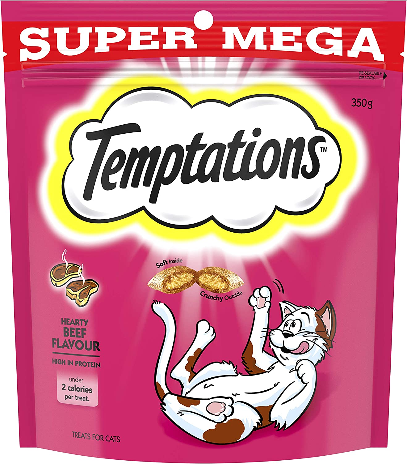 TEMPTATIONS Cat Treats Hearty Beef Flavour 350G Bad image number 1