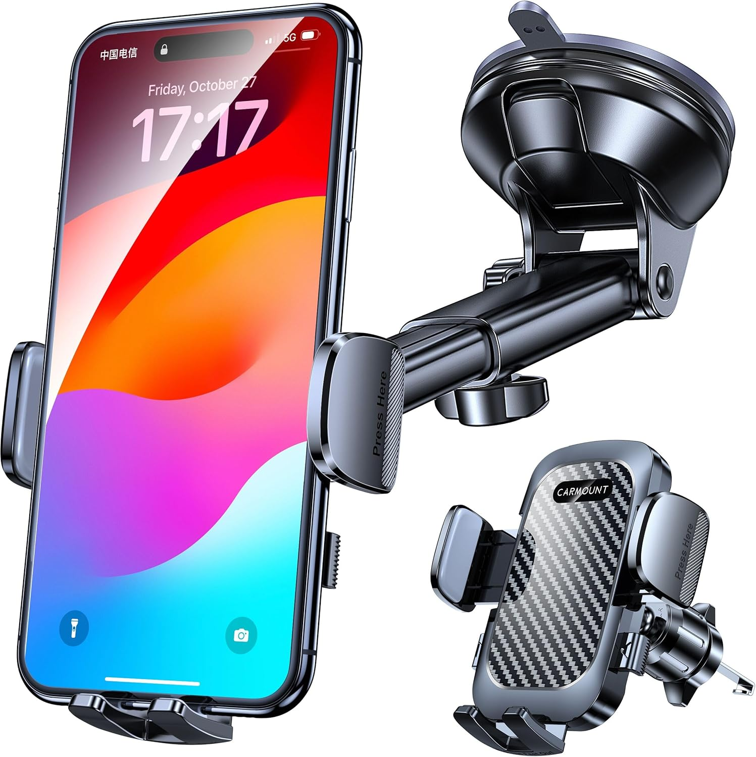 Car Phone Holder Mount【Vacuum Chuck】Cell Phone Car Mount for Dash,Soporte De Telefono Para Carro,Universal Car Phone Mount,Automobile Cell Phone Holder for Iphone and Android Smartphones image number 3