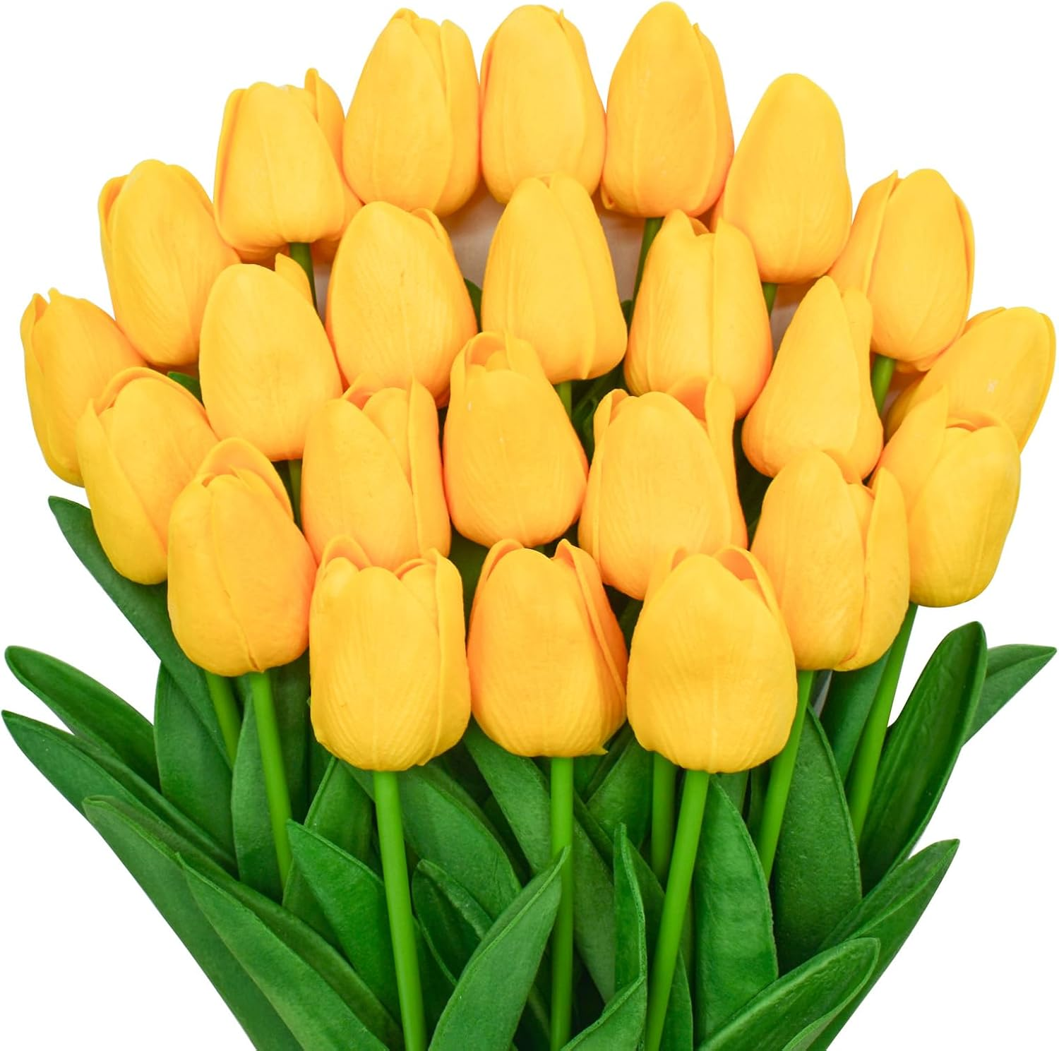 24Pcs Yellow Tulips Artificial Flowers Silk Fake Flowers 13In Real Touch Tulips Flower for Spring Mothers Day Easter Home Kitchen Wedding Table Decor (Yellow) - Multi Color image number 4