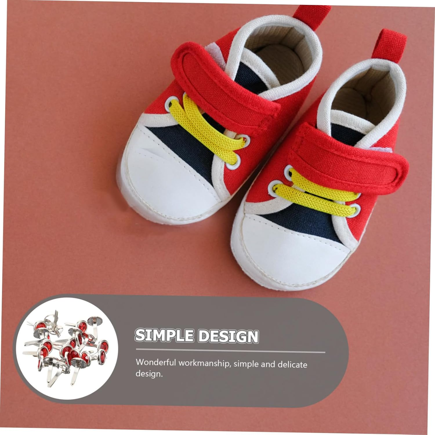 100Pcs Red Metal round Diamond Brads for Scrapbooking Greeting Cards DIY Paper Crafts Smooth Burr-Free Edges image number 1