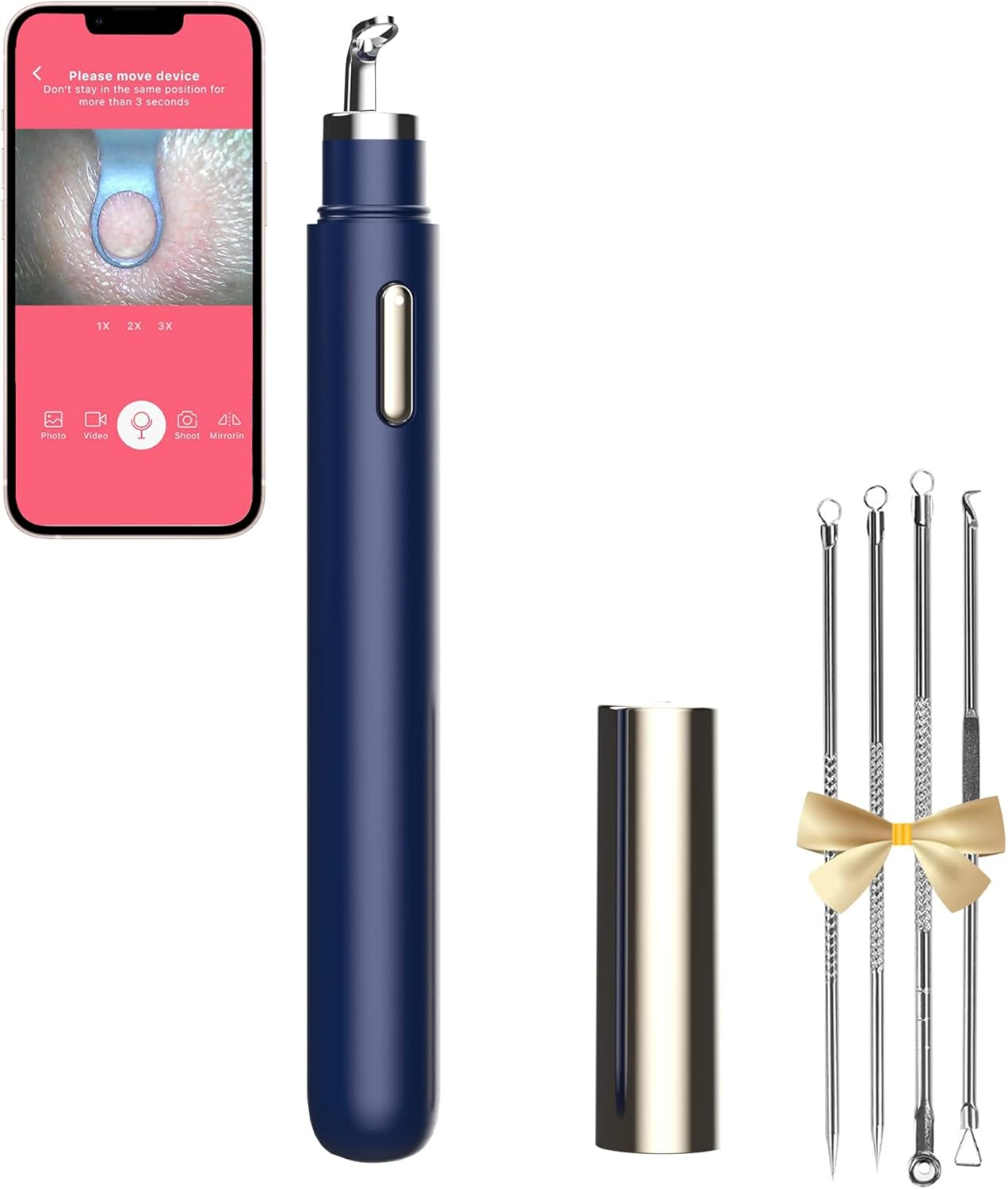 Blackhead Remover Tools with Camera Visible Pore Cleaner Waterproof Acne Comedone Whitehead Extractor Kit for Iphone/Android image number 1