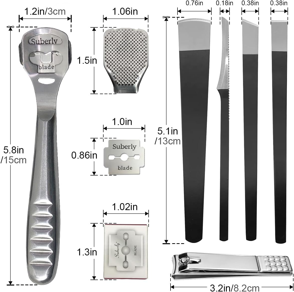 37 Pcs Callus Shaver for Feet Set, Foot Callus Shaver, (1 Foot File &1 Foot File Heads & 4 Pedicure Knife & 1 Nail Clippers & 30 Replacement Slices Blades) image number 3