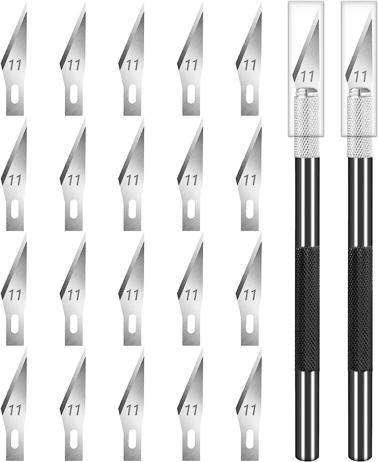 2 Pack Art Knife for Crafting, for DIY, Art Work, Cutting, Carving, Scrapbooking, Modeling， Exacting Knife Set with Extra 20 Blades #11(Black1)