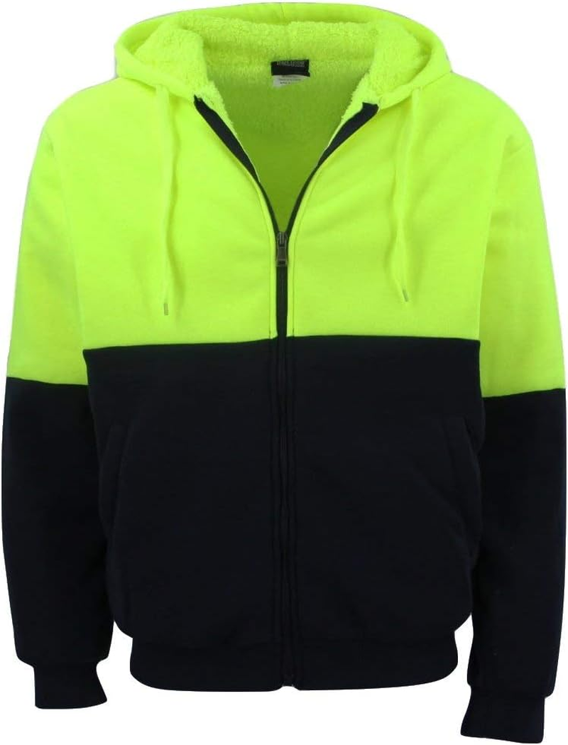 Zmart Australia HI VIS Safety Full Zip Thick Sherpa Fleece Hoodie Workwear Jacket Jumper Winter