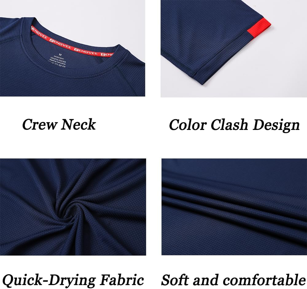 HUAKANG 5 Pack Men'S Workout Shirts Quick Dry Athletic Gym Tops Moisture Wicking Anti-Odor Breathable Tee Short Sleeve Sports T-Shirts for Outdoor Running Sportswear image number 2