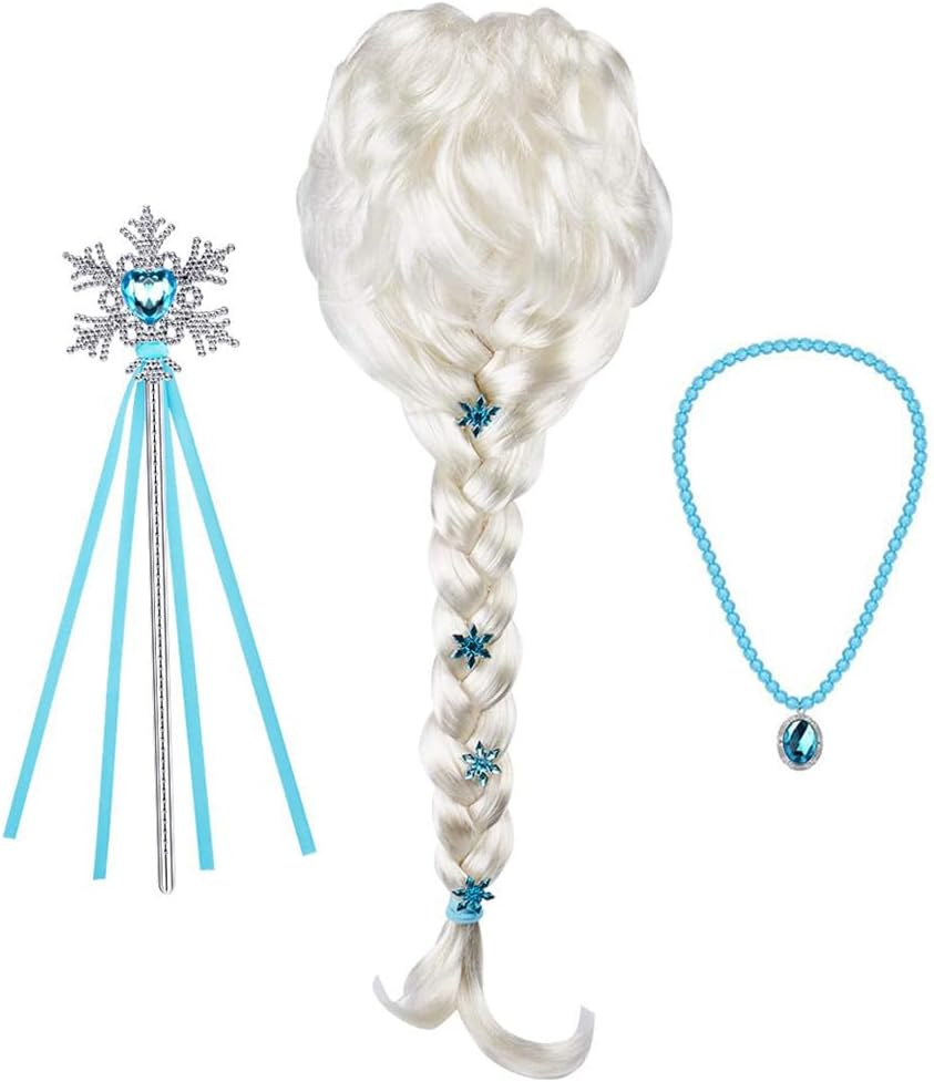 LEO01 Girls Princess Wig Braid Halloween Party Dress up Wig Cosplay Accessories for Kids image number 2