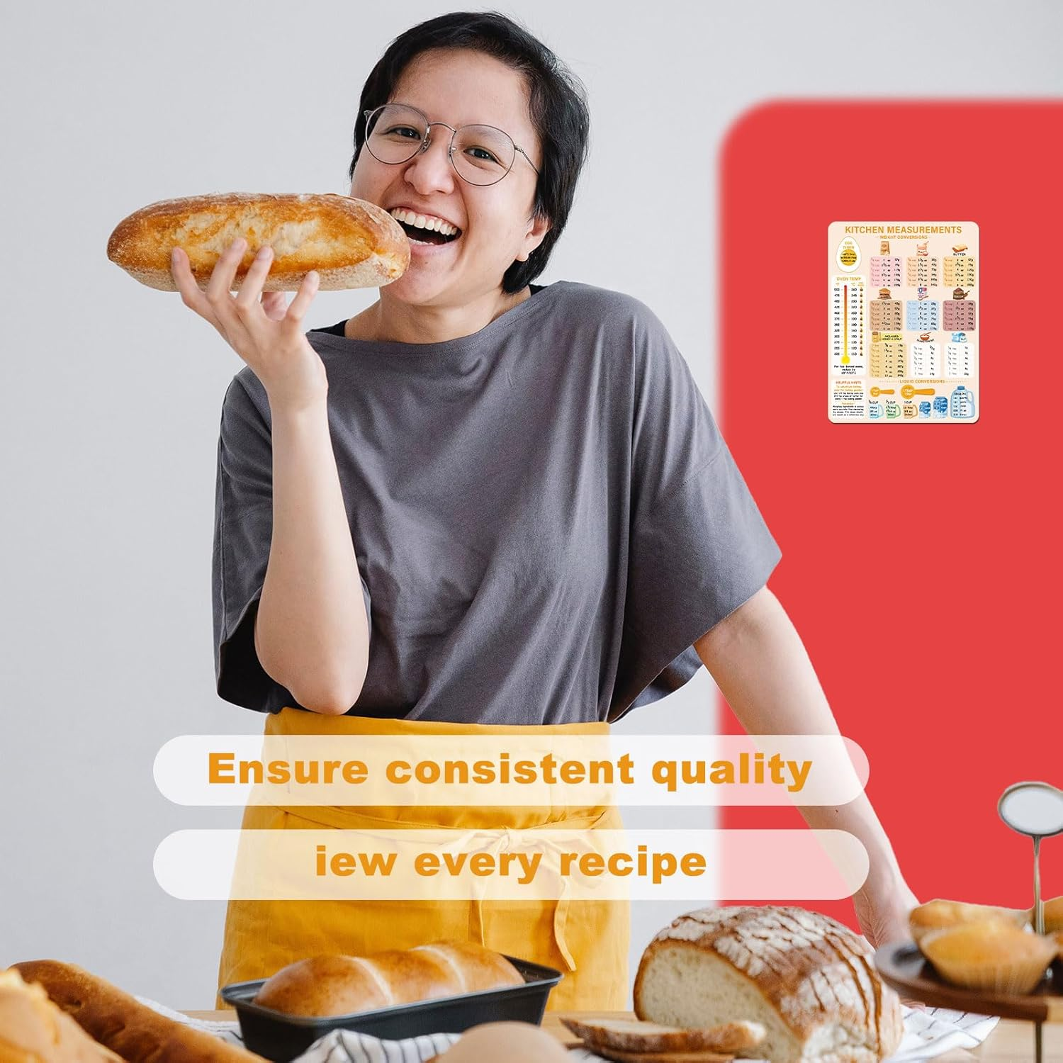 Kitchen Conversion Chart Magnet, 7.95X5.94 Inch Measurements Chart Imperial Metric Conversion Chart for Weight Liquid Temperature Measuring Conversion Sign Cute Kitchen Accessory for Cooking Baking image number 4