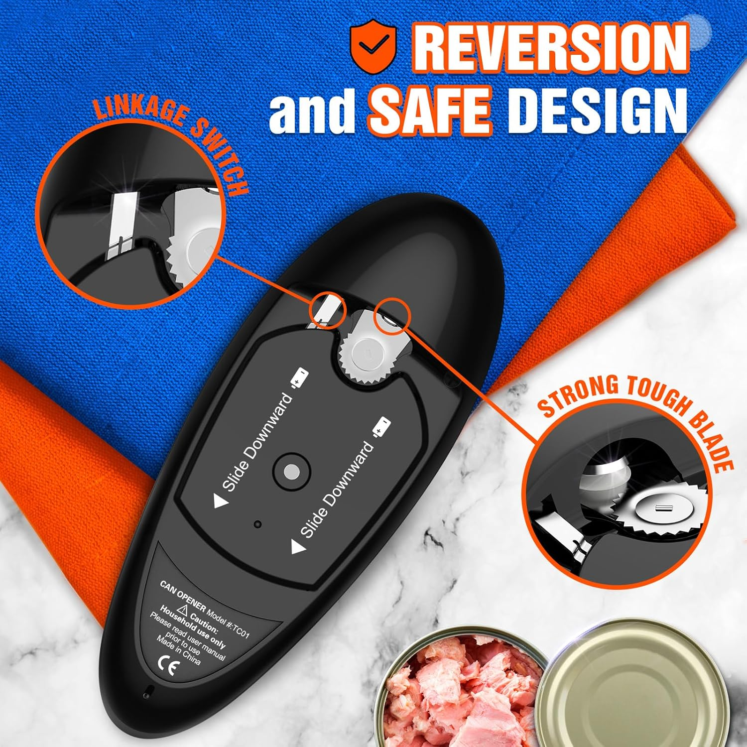 One Touch Electric Can Opener, Handheld Automatic Can Openers Fit Different Can Sizes and Shape with No Sharp Edges for Kitchen, Kitchen Gadgets for Senior, Arthritis and Chef image number 4