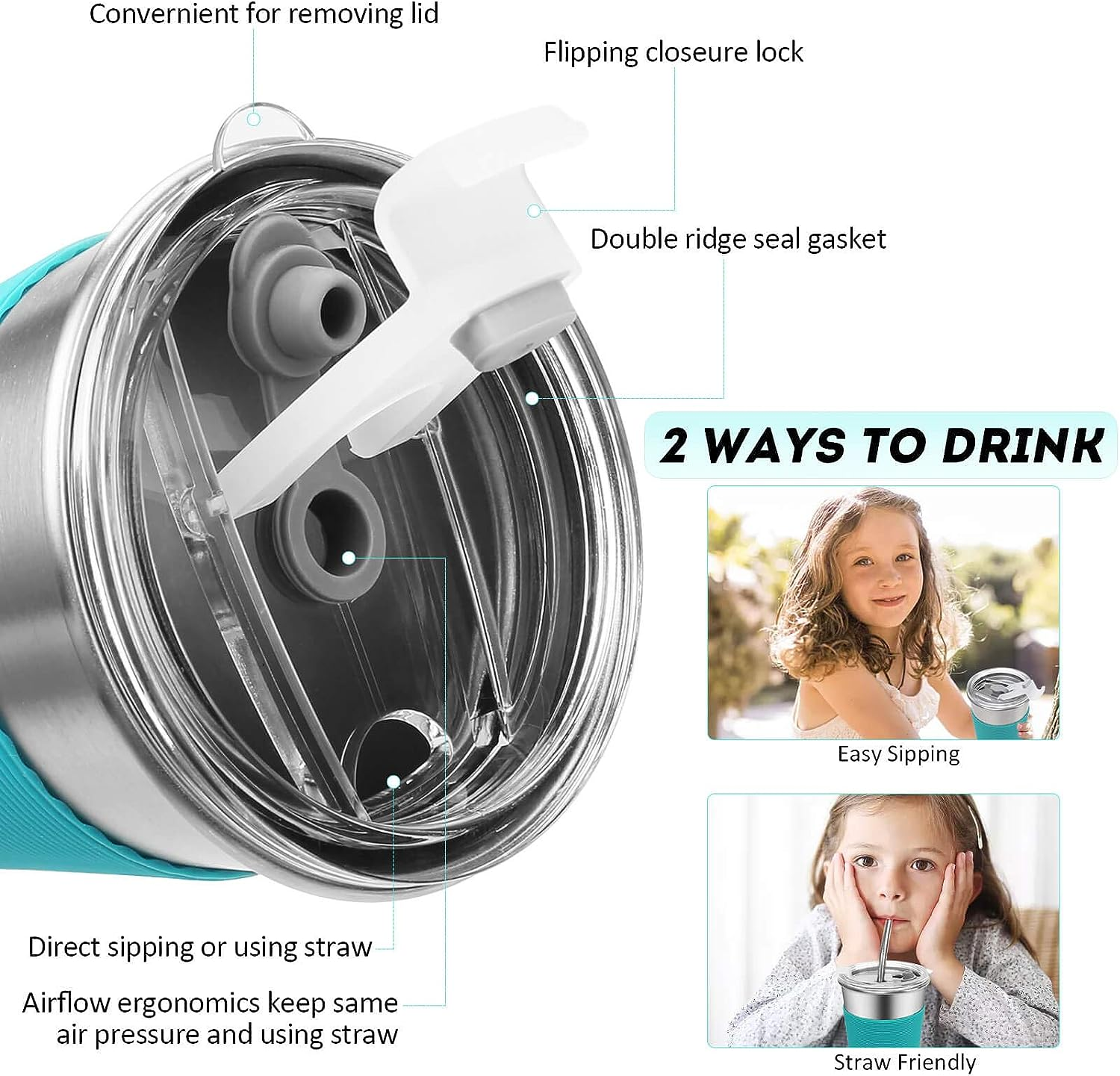 Kids Drinking Cups with Straws and Lids,Spill-Proof Stainless Steel Tumblers for Kids Dishwasher Safe, Unbreakable Metal Toddler Cups with Heat-Insulated Sleeves for Cold and Hot Drinks.5 Pack 12Oz image number 6