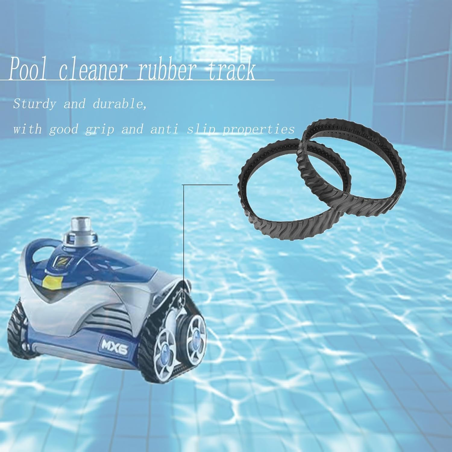 MDHWL 2-Pack Rubber Track Replacement for Zodiac MX8 Elite & MX6 Elite Pool Cleaners - R0526100 Wheel Belts for MX8 and MX6 Models image number 6