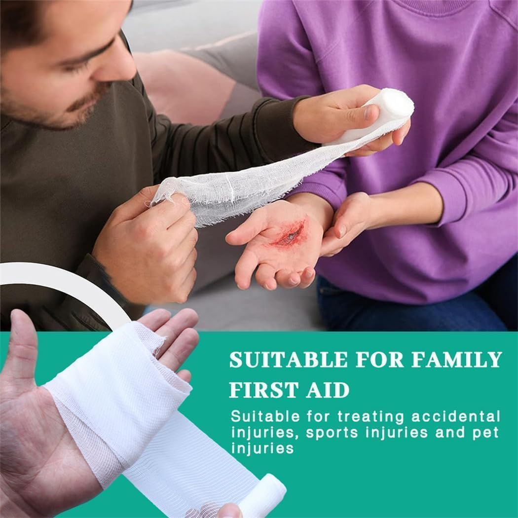 Elastic and Stretch Gauze Bandage Rolls, 16Pcs Conforming Stretch Bandage Soft Gauze Roll, Conforming Stretch Bandage Soft Gauze Roll, 5Cmx4.5M image number 4