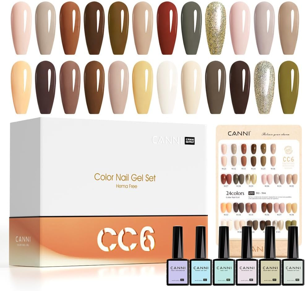 CANNI CC1 30Pcs 9ML Gel Nail Polish Set, Black Hot Pink Green Yellow Purple Blue Gel Polish Kit Soak off LED UV Nail Art Starter Manicure Salon DIY at Home